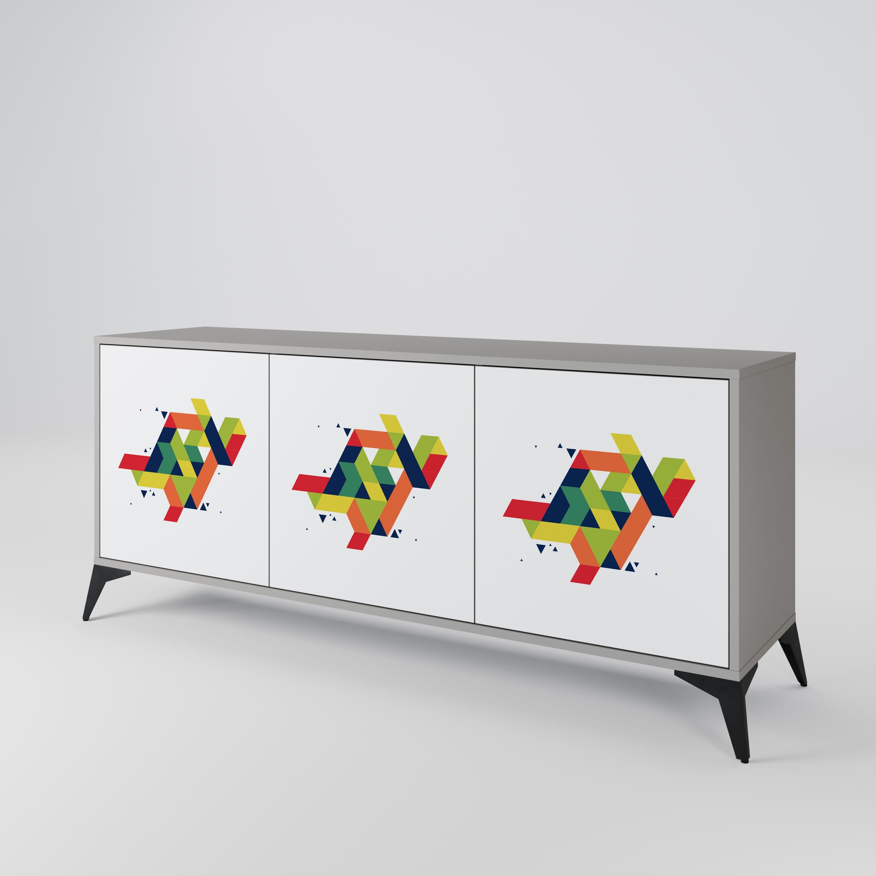 FUTURE SIGN 3-Door Sideboard in Grey Finish