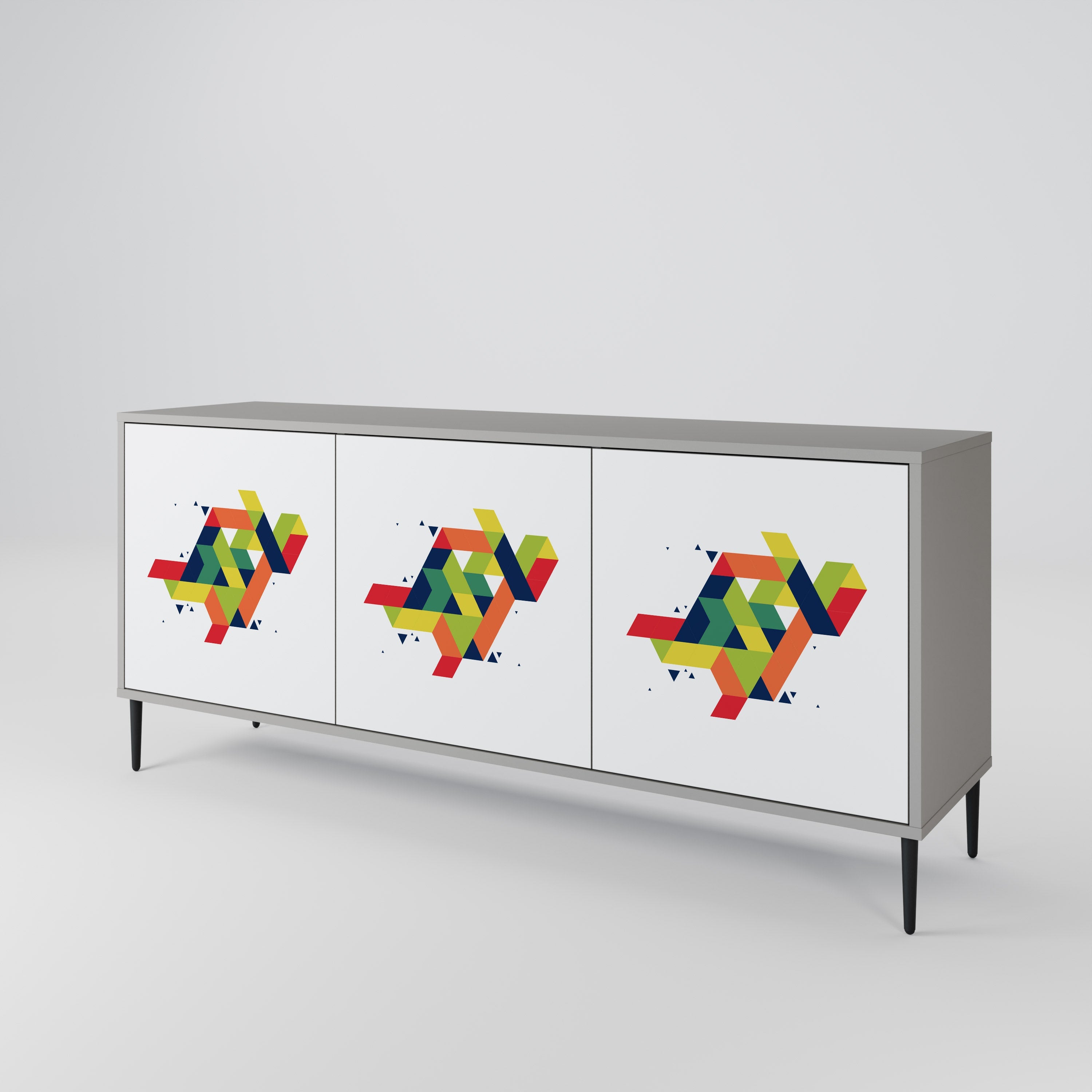 FUTURE SIGN 3-Door Sideboard in Grey Finish