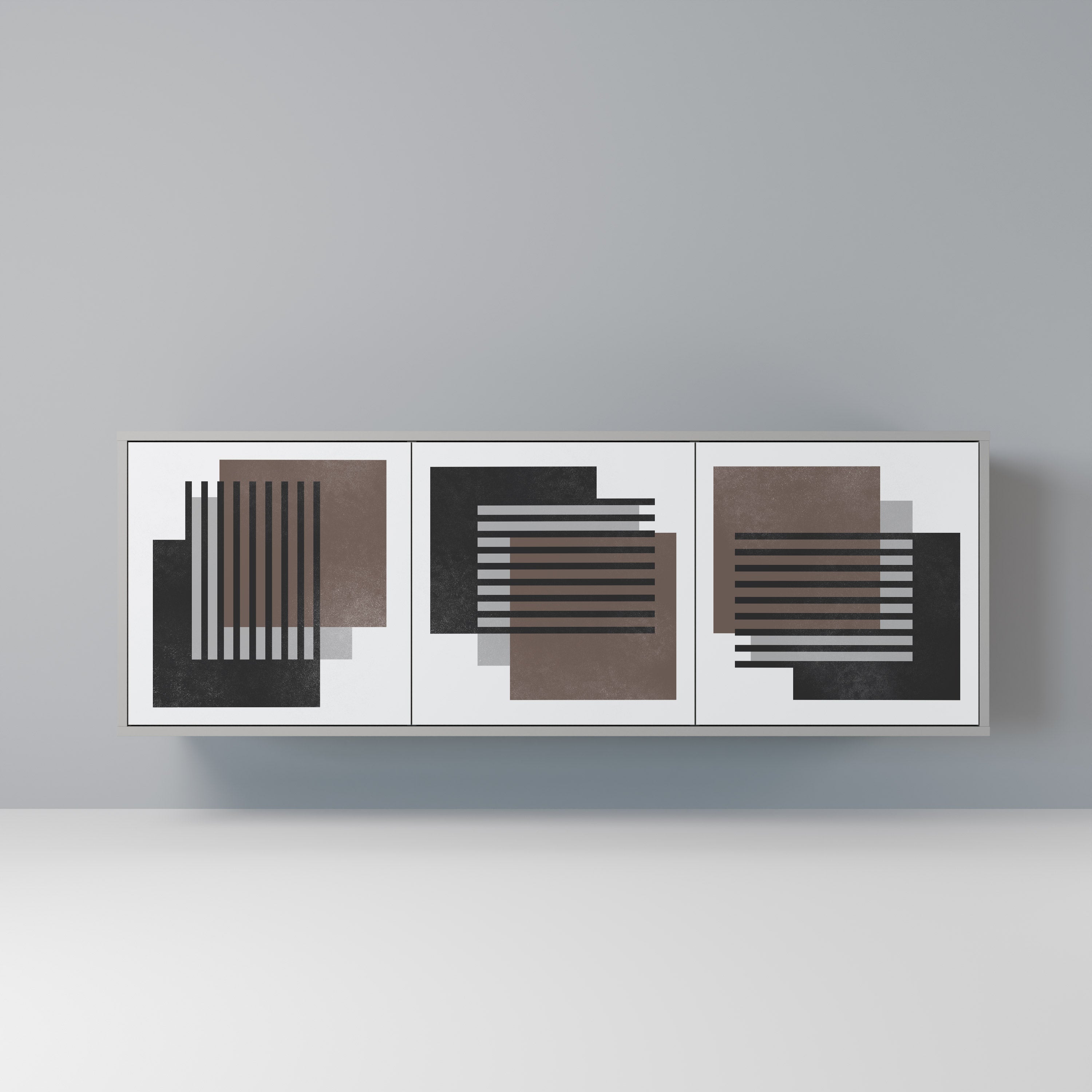 SHADOW SYNCHRONY 3-Door Sideboard in Grey Finish