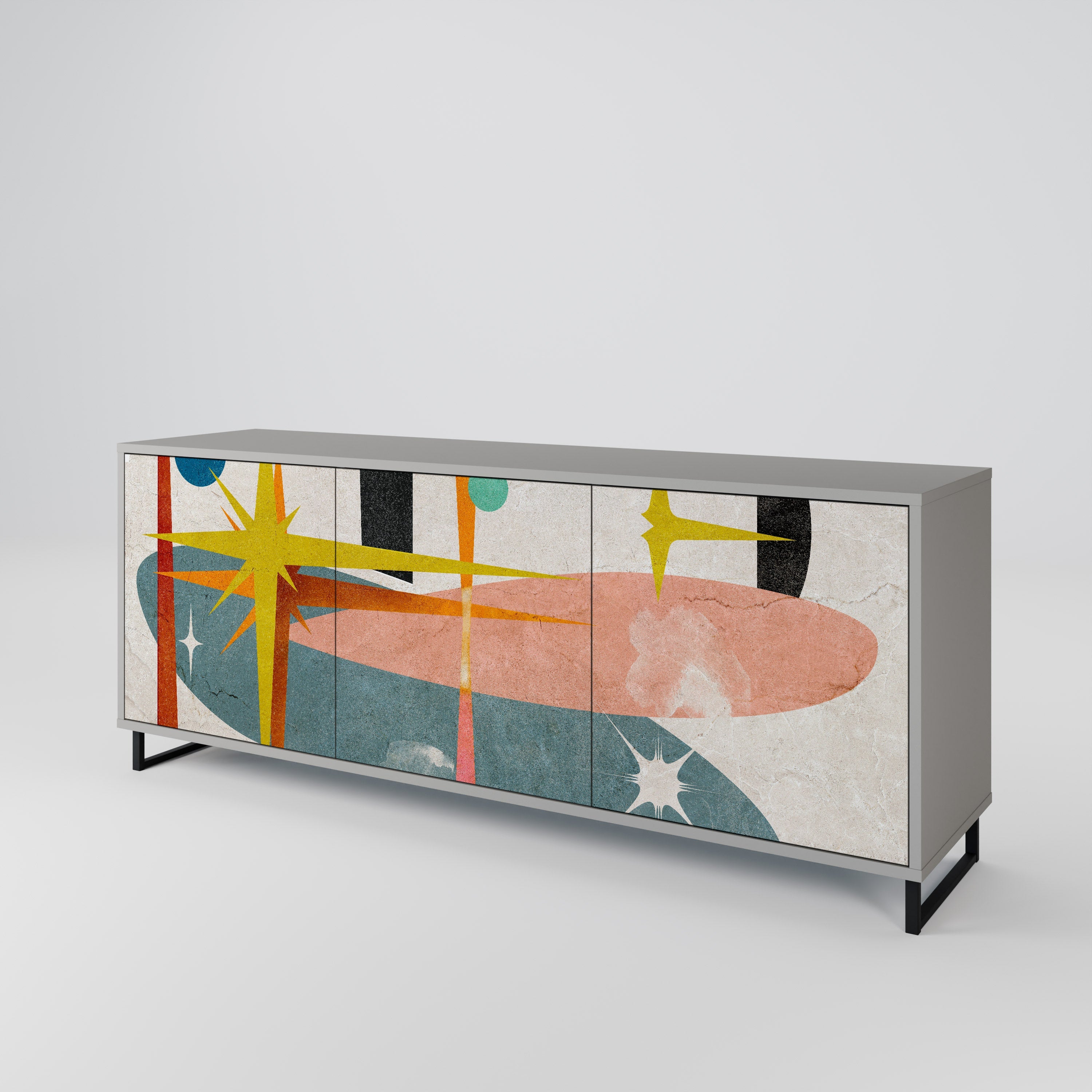 INTERSTELLAR VIBES 3-Door Sideboard in Grey Finish