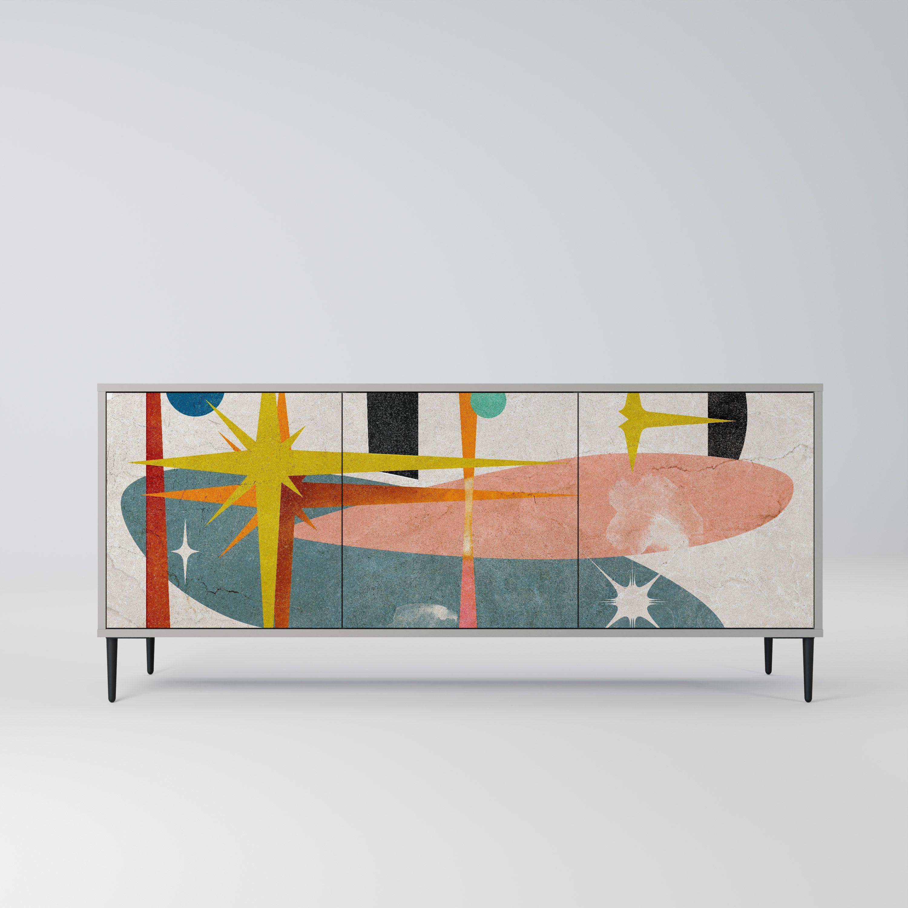 INTERSTELLAR VIBES 3-Door Sideboard in Grey Finish