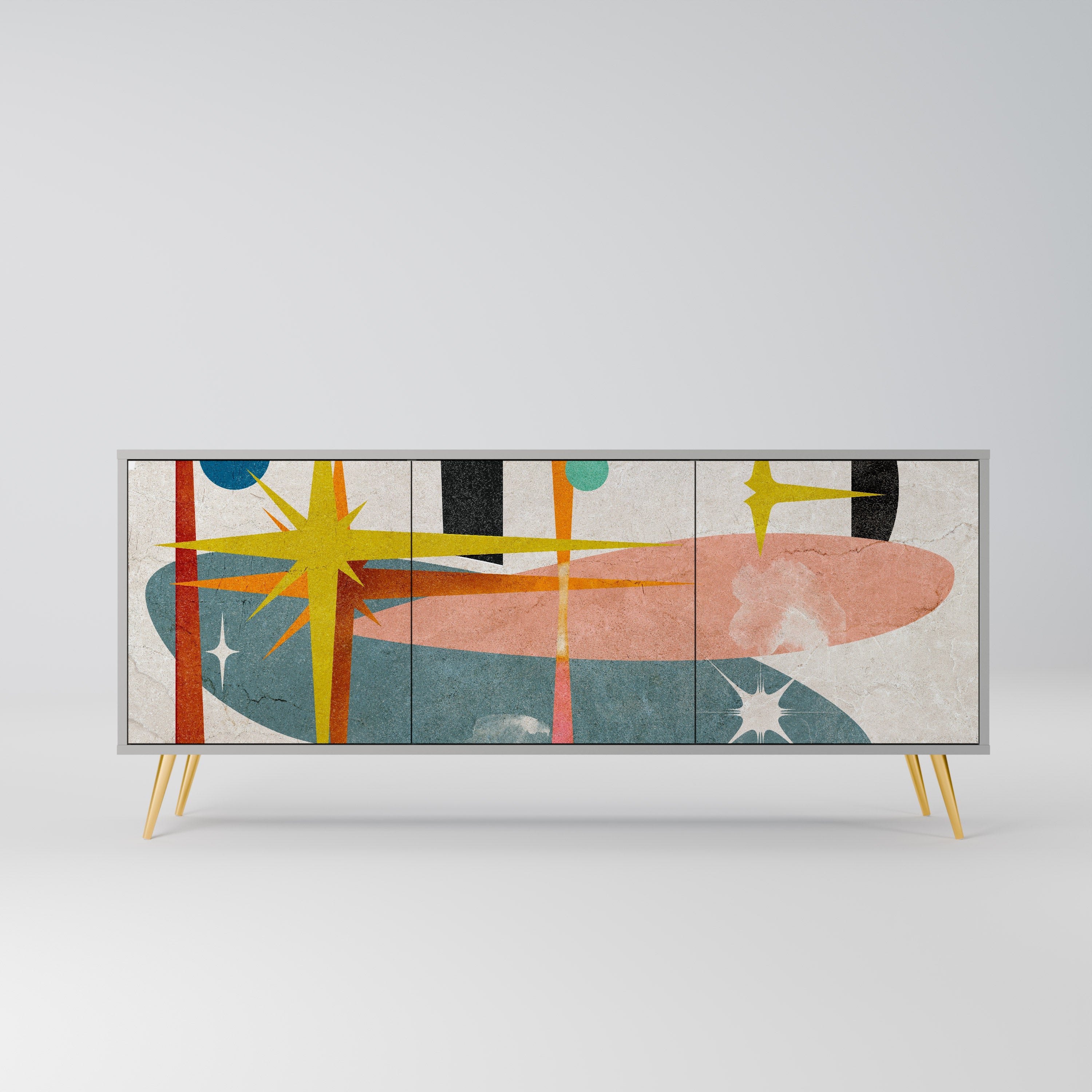 INTERSTELLAR VIBES 3-Door Sideboard in Grey Finish