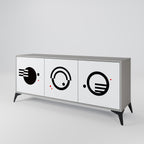 BLACK AND WHITE COMBINATION 3-Door Sideboard in Grey Finish