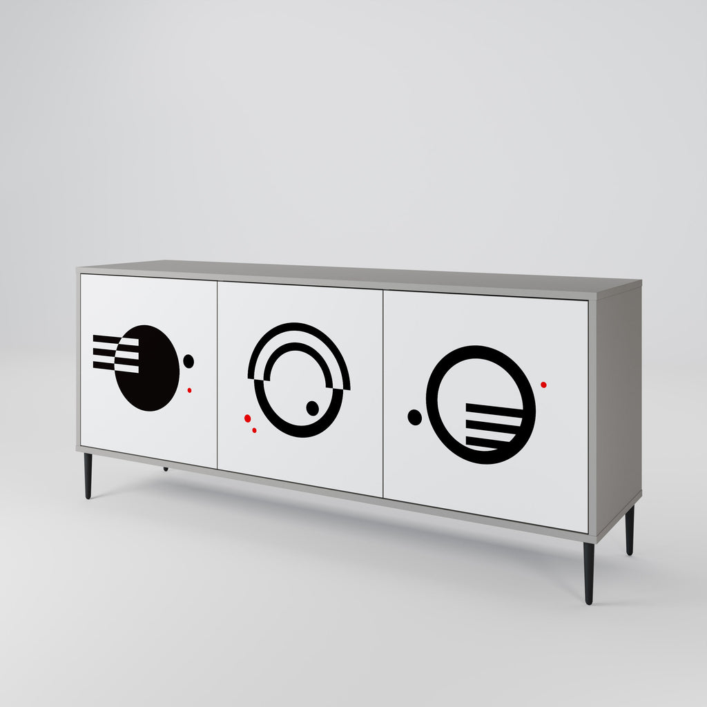 BLACK AND WHITE COMBINATION 3-Door Sideboard in Grey Finish