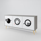 BLACK AND WHITE COMBINATION 3-Door Sideboard in Grey Finish