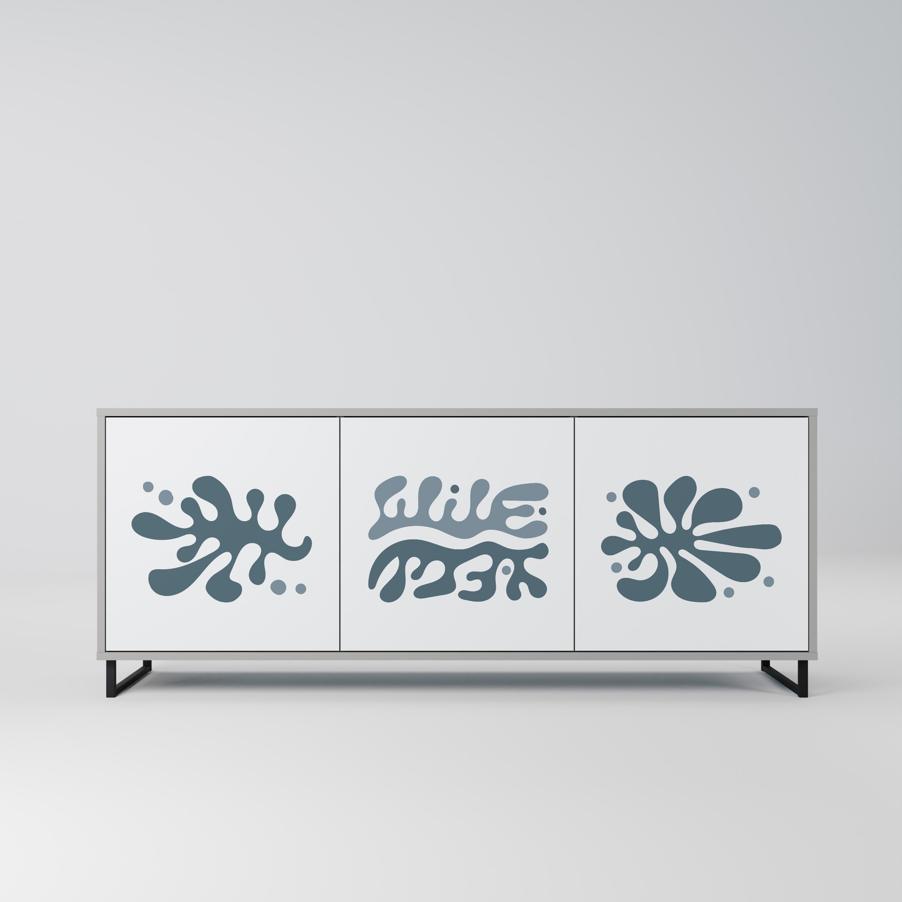 WONDERLAND VEGETATION 3-Door Sideboard in Grey Finish