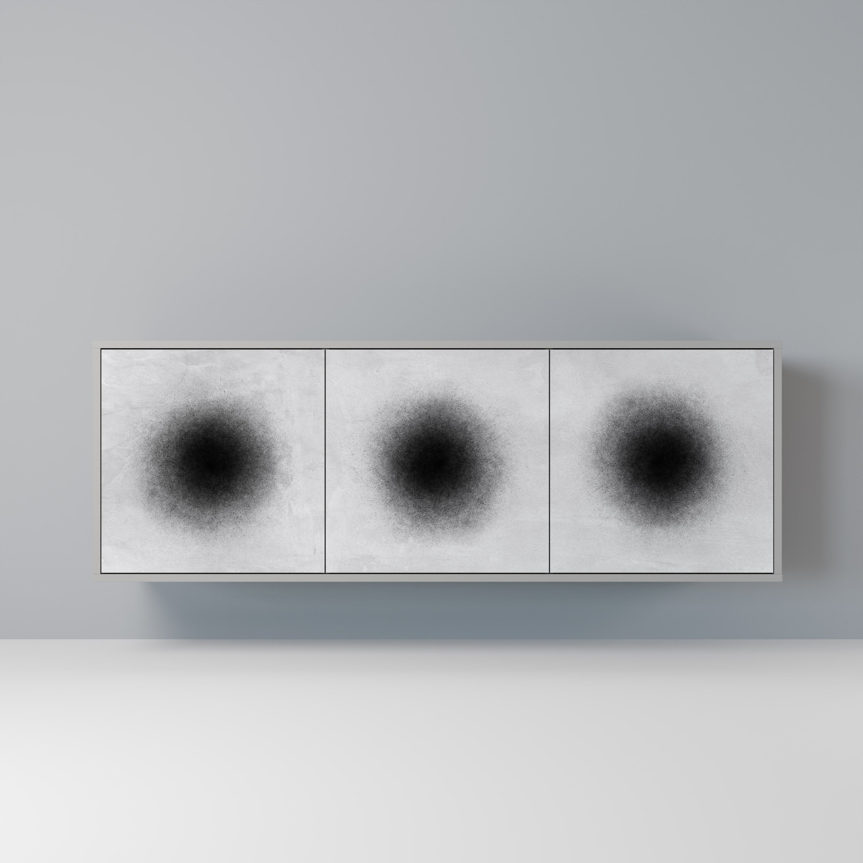 BLACK HOLE Aparador de 3 Portas em Acabamento Cinzento