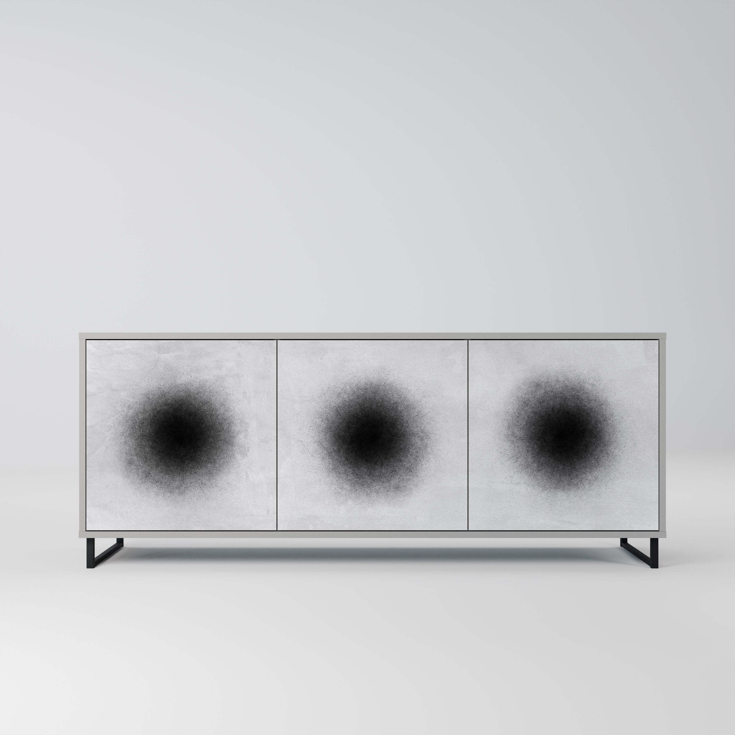 BLACK HOLE Aparador de 3 Portas em Acabamento Cinzento