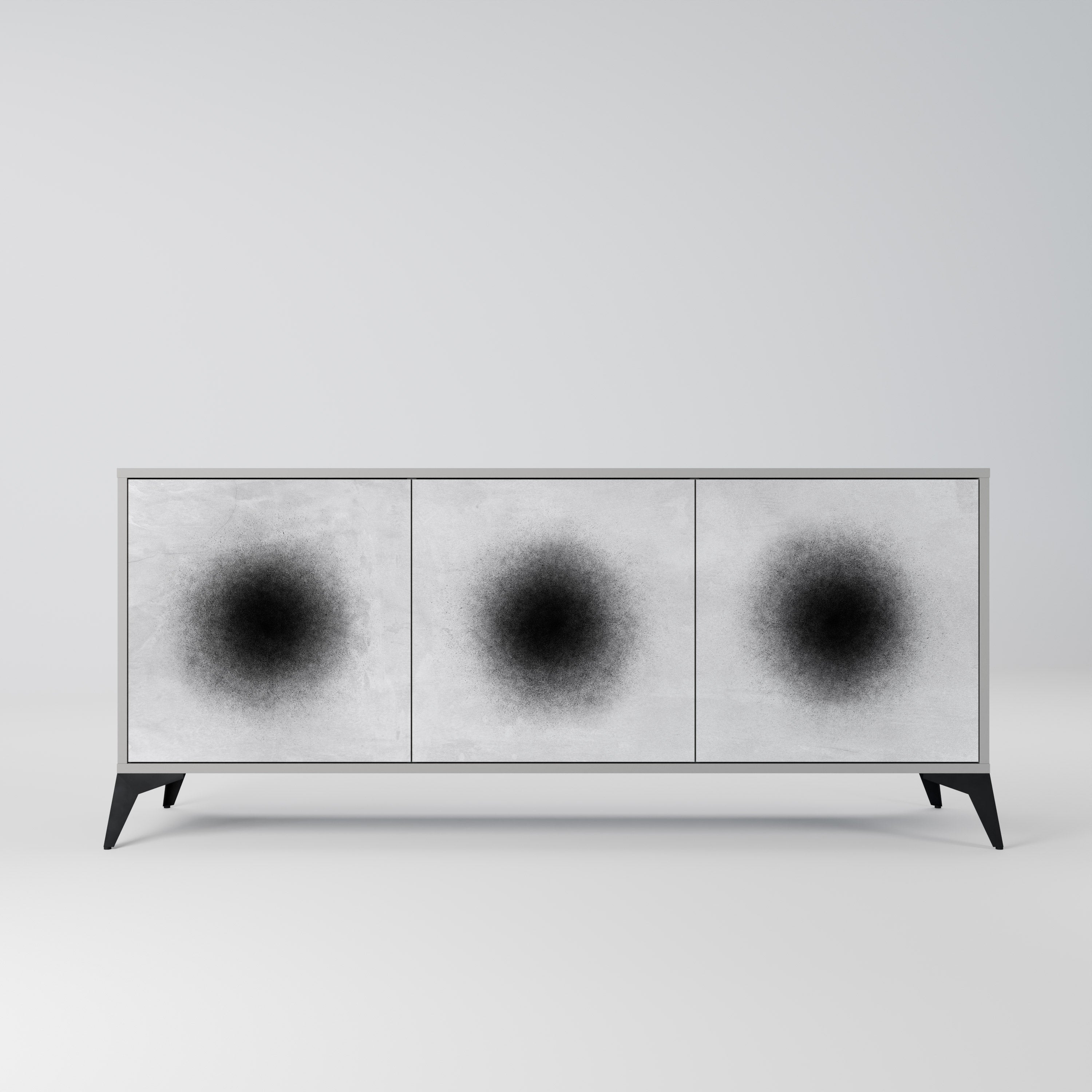 BLACK HOLE Aparador de 3 Portas em Acabamento Cinzento