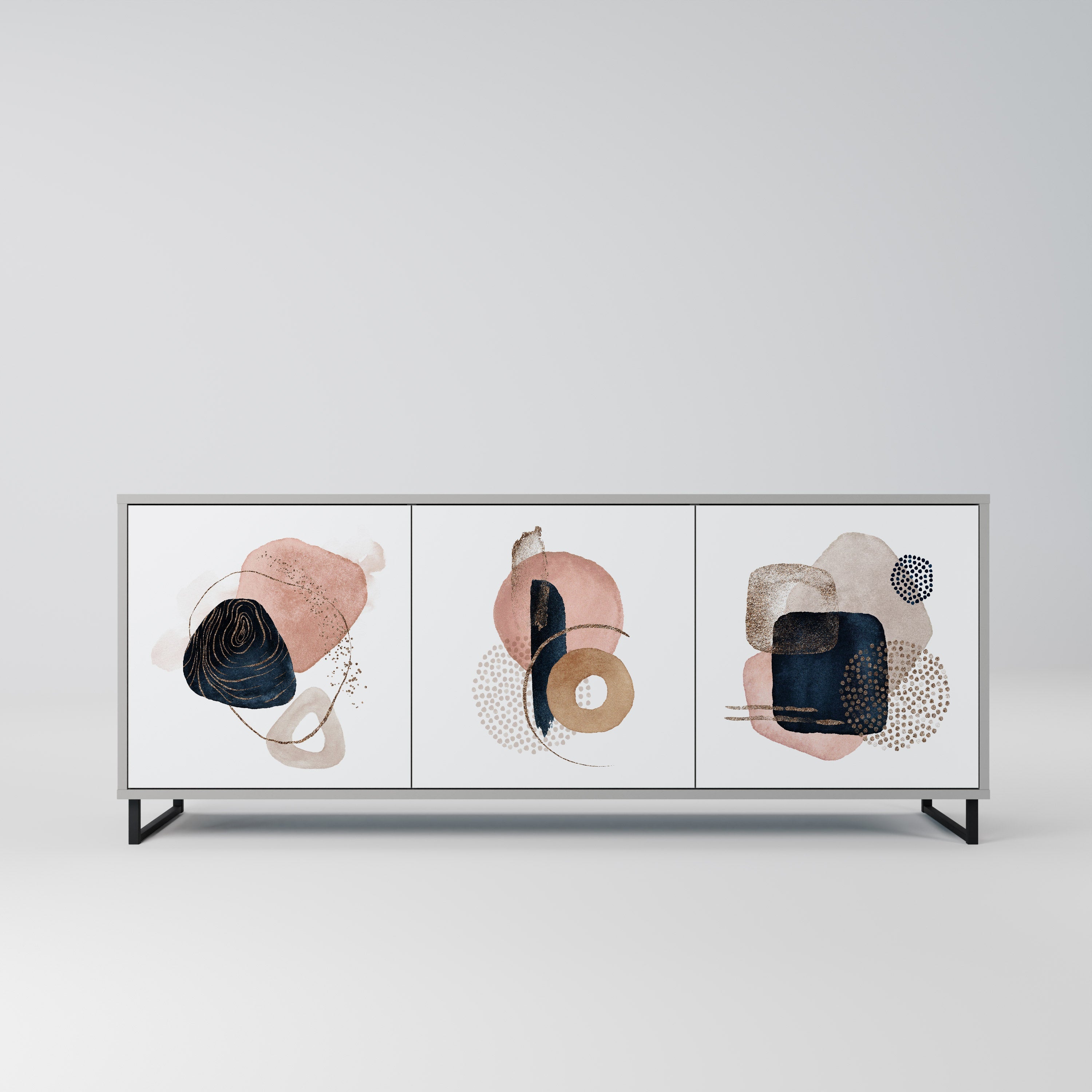 COLORFUL SHAPES Aparador de 3 Portas em Acabamento Cinzento