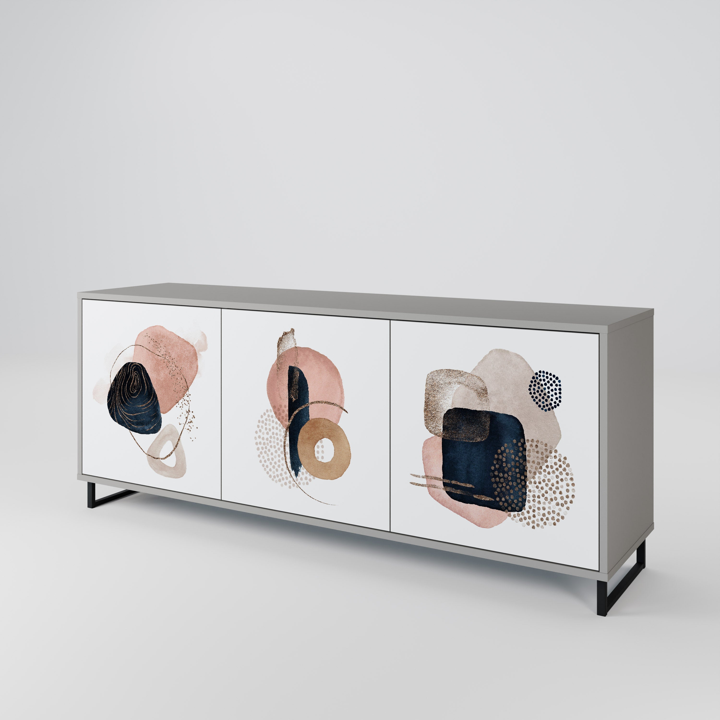 COLORFUL SHAPES Aparador de 3 Portas em Acabamento Cinzento