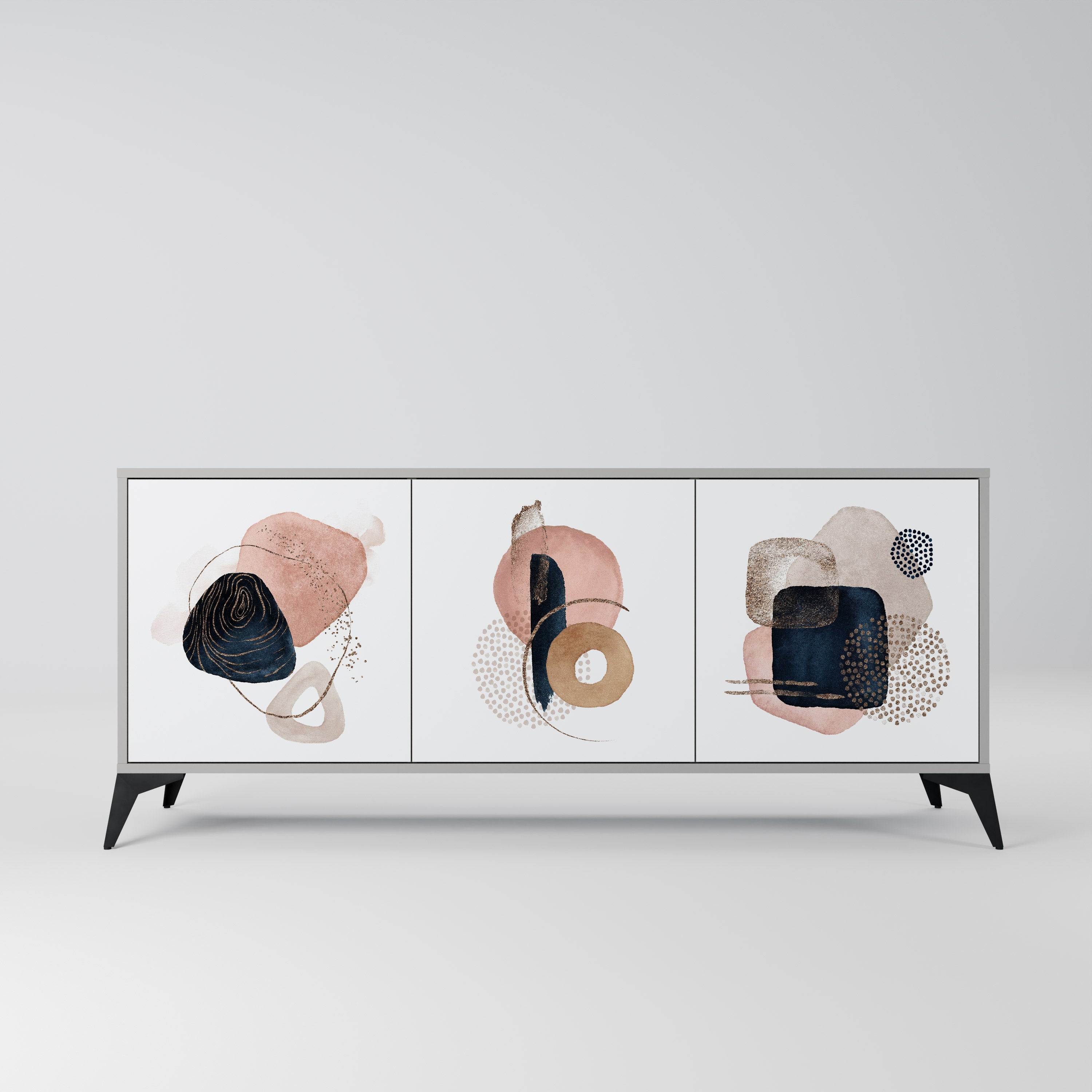 COLORFUL SHAPES Aparador de 3 Portas em Acabamento Cinzento