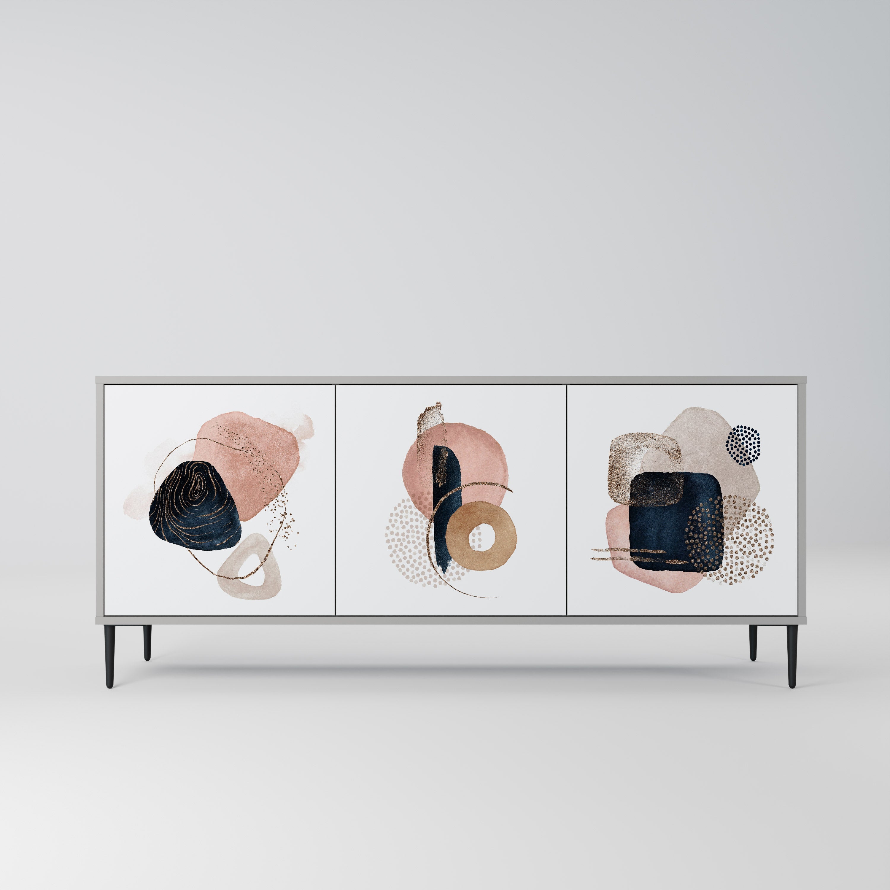 COLORFUL SHAPES Aparador de 3 Portas em Acabamento Cinzento