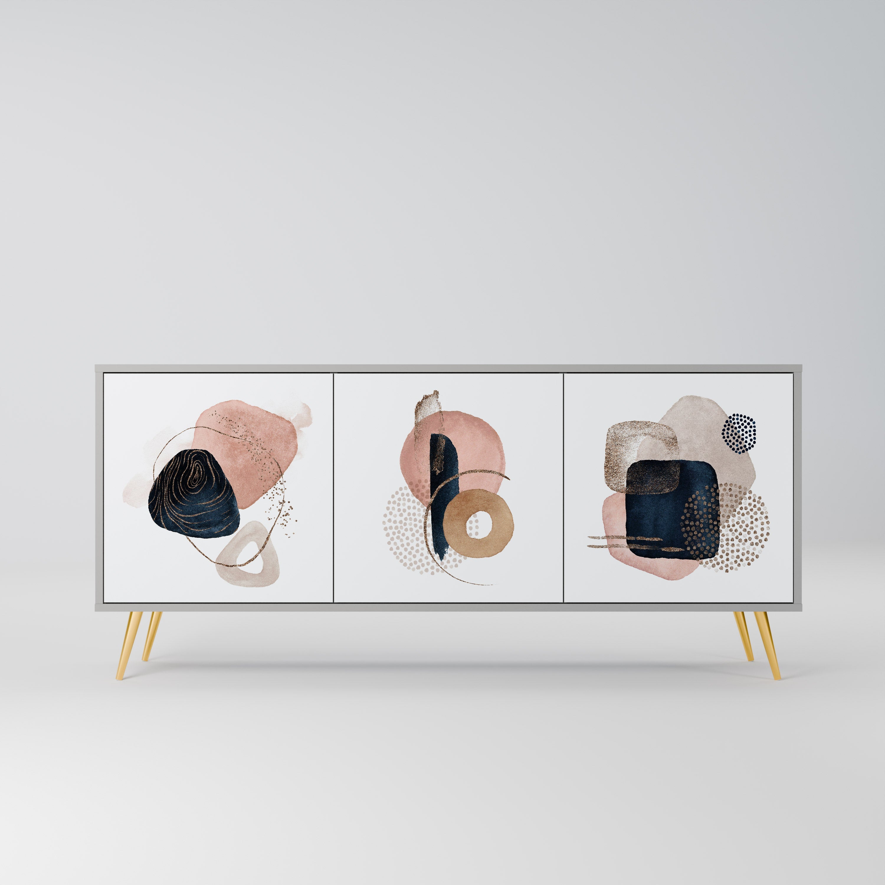 COLORFUL SHAPES Aparador de 3 Portas em Acabamento Cinzento