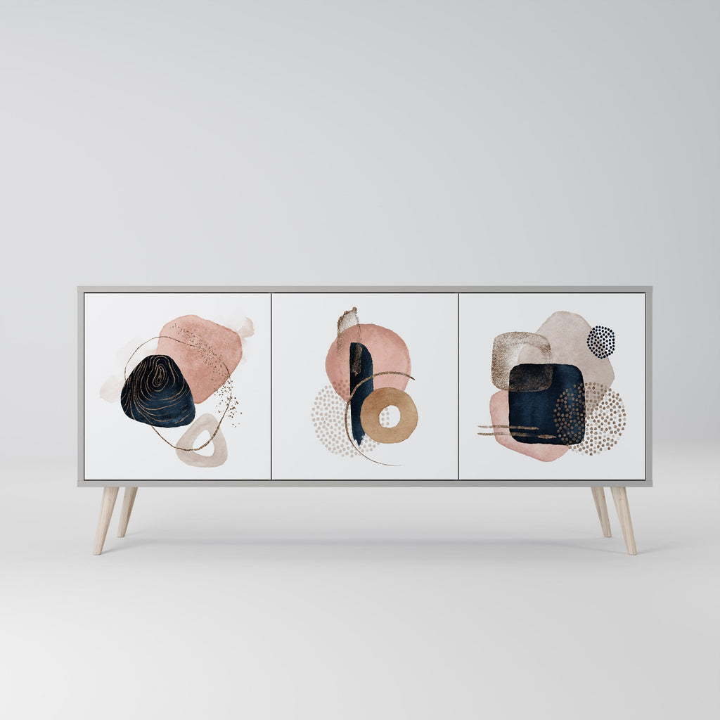 COLORFUL SHAPES Aparador de 3 Portas em Acabamento Cinzento