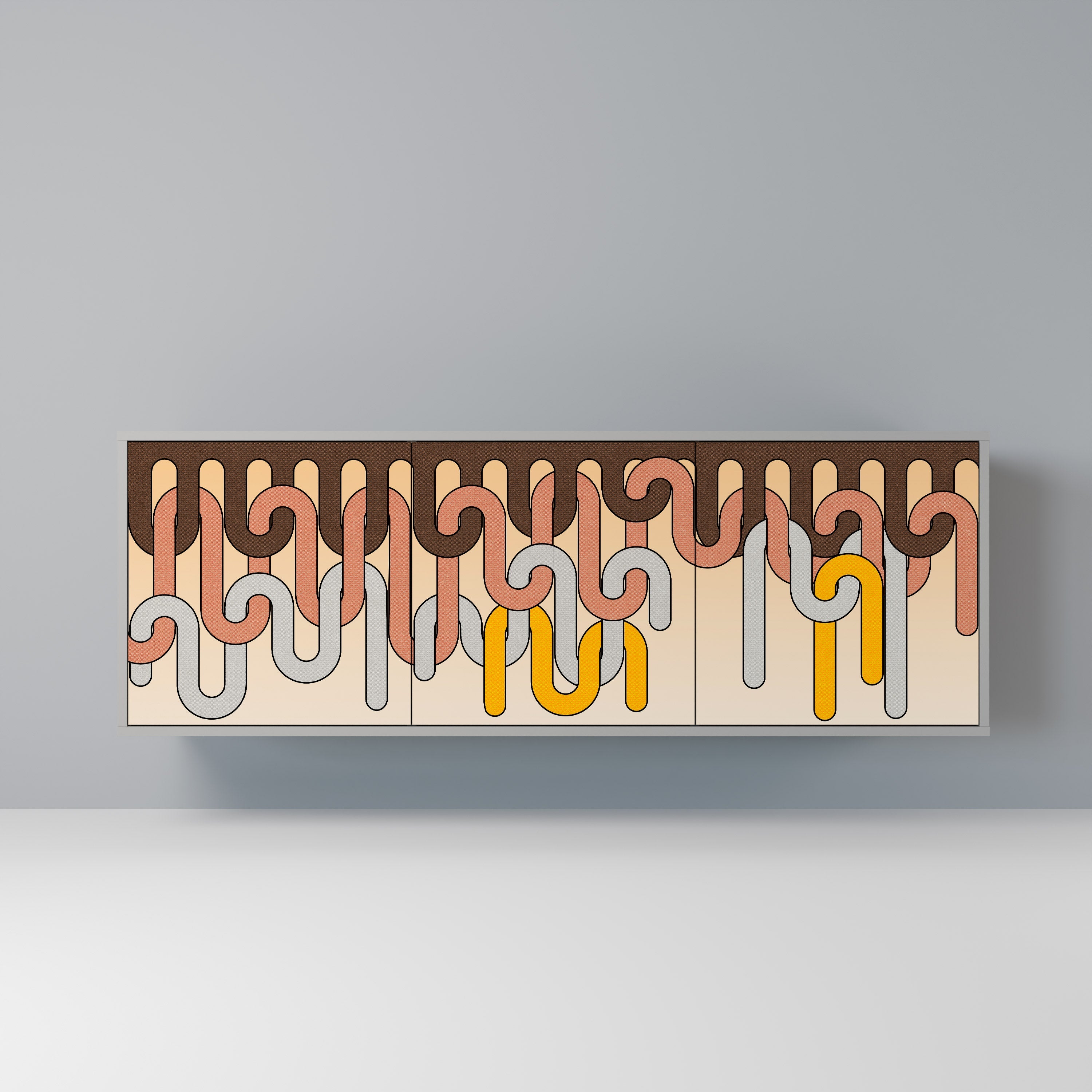 COLORFUL STRINGS Aparador de 3 Portas em Acabamento Cinzento