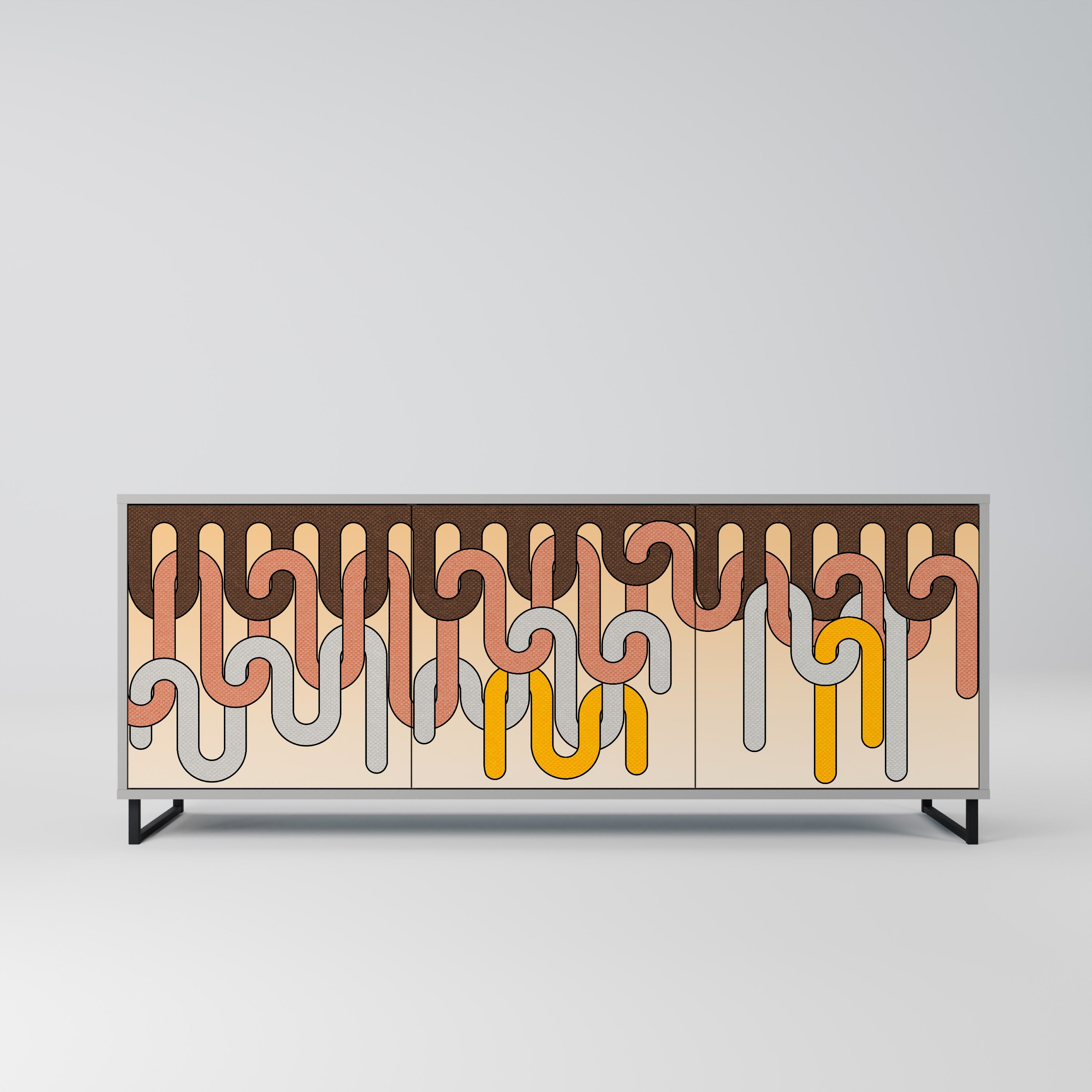 COLORFUL STRINGS Aparador de 3 Portas em Acabamento Cinzento