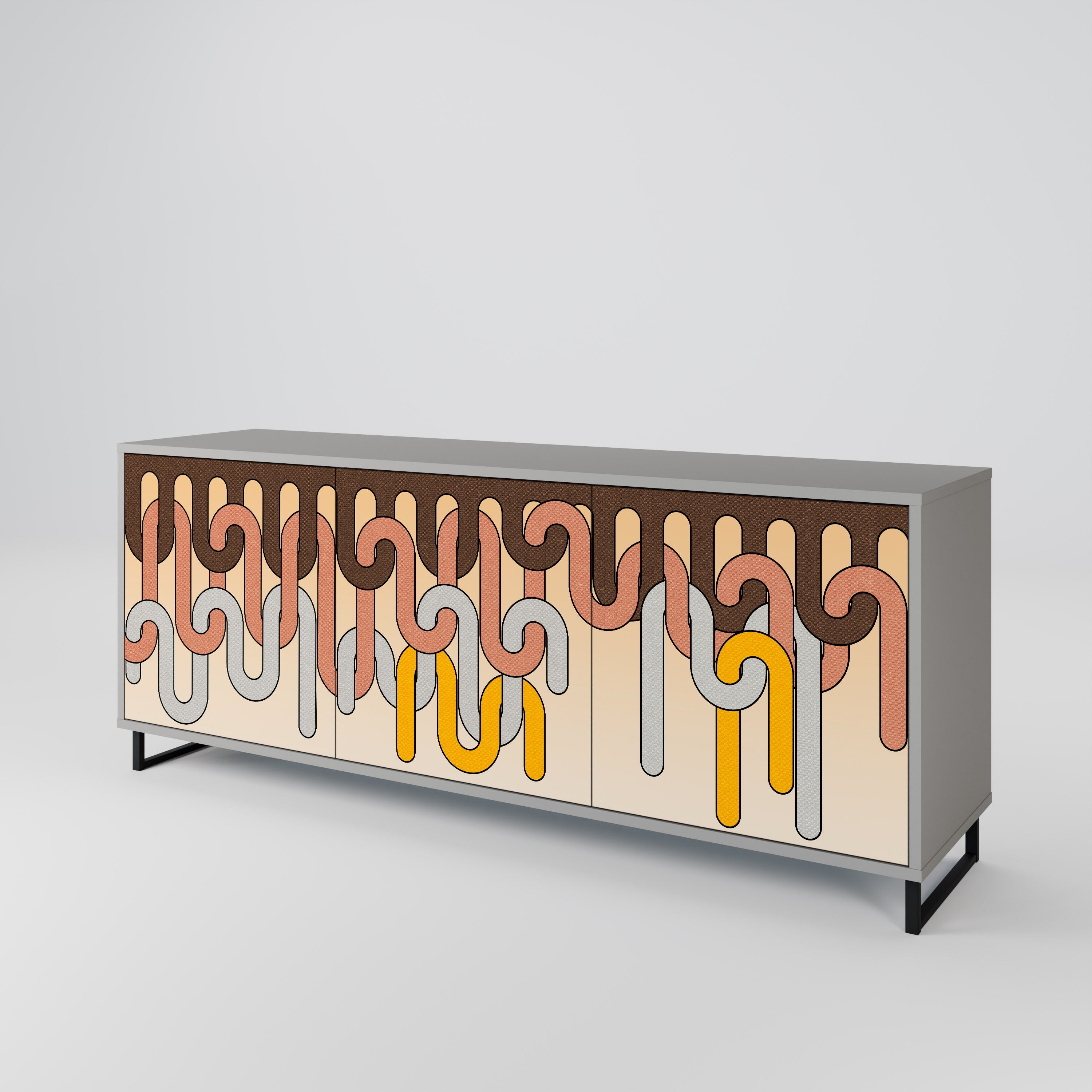 COLORFUL STRINGS Aparador de 3 Portas em Acabamento Cinzento