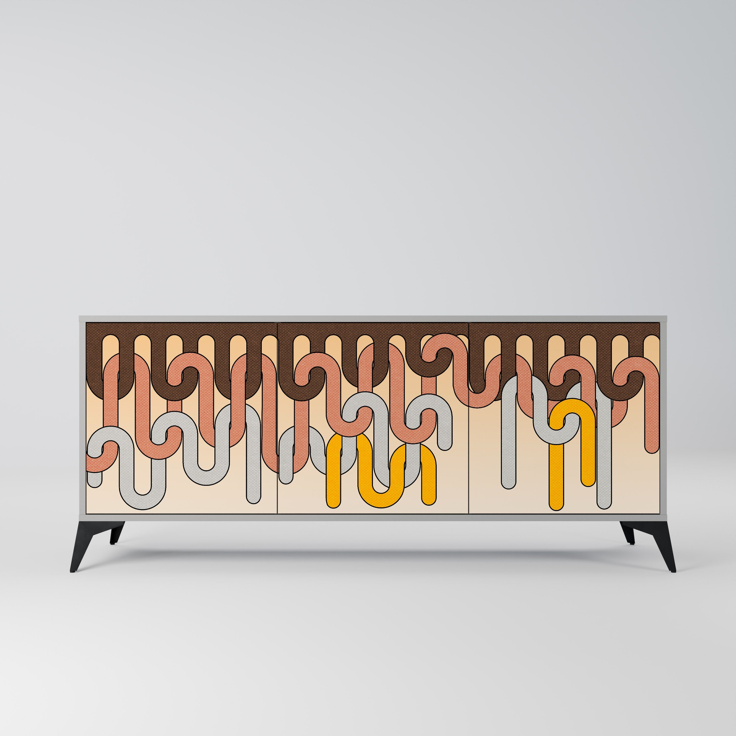 COLORFUL STRINGS Aparador de 3 Portas em Acabamento Cinzento