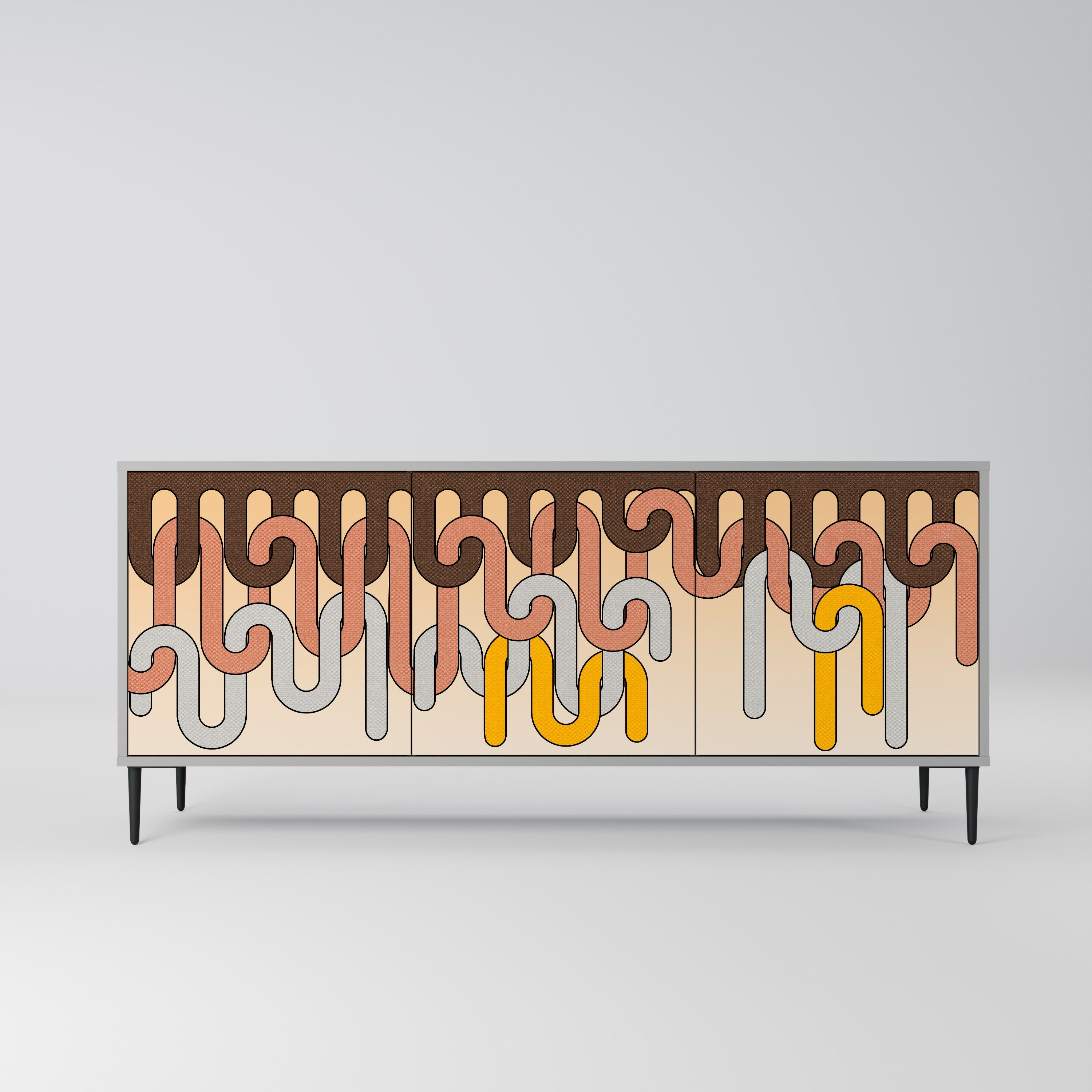 COLORFUL STRINGS Aparador de 3 Portas em Acabamento Cinzento