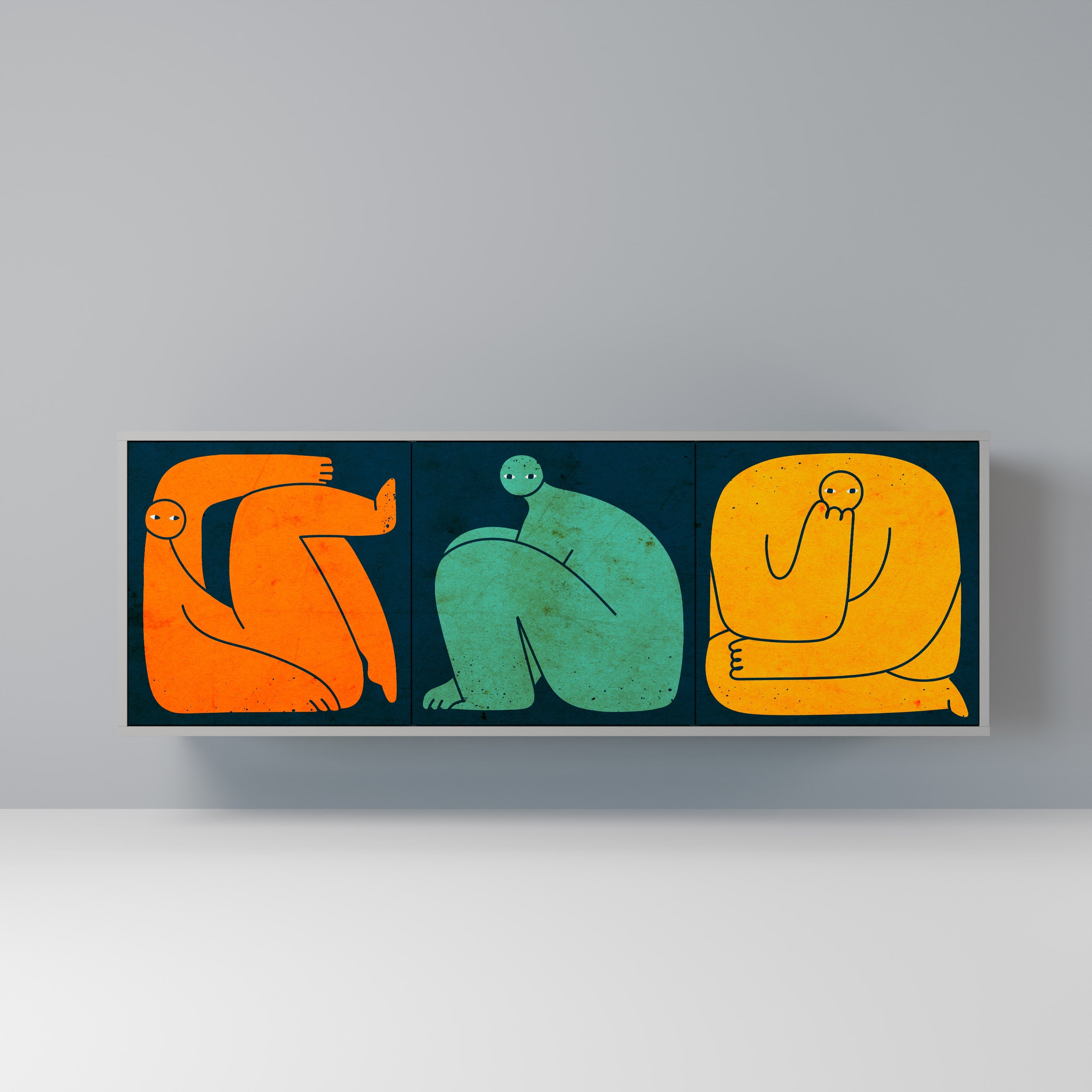 TOGETHER BUT SEPARATELY Aparador de 3 Portas em Acabamento Cinzento