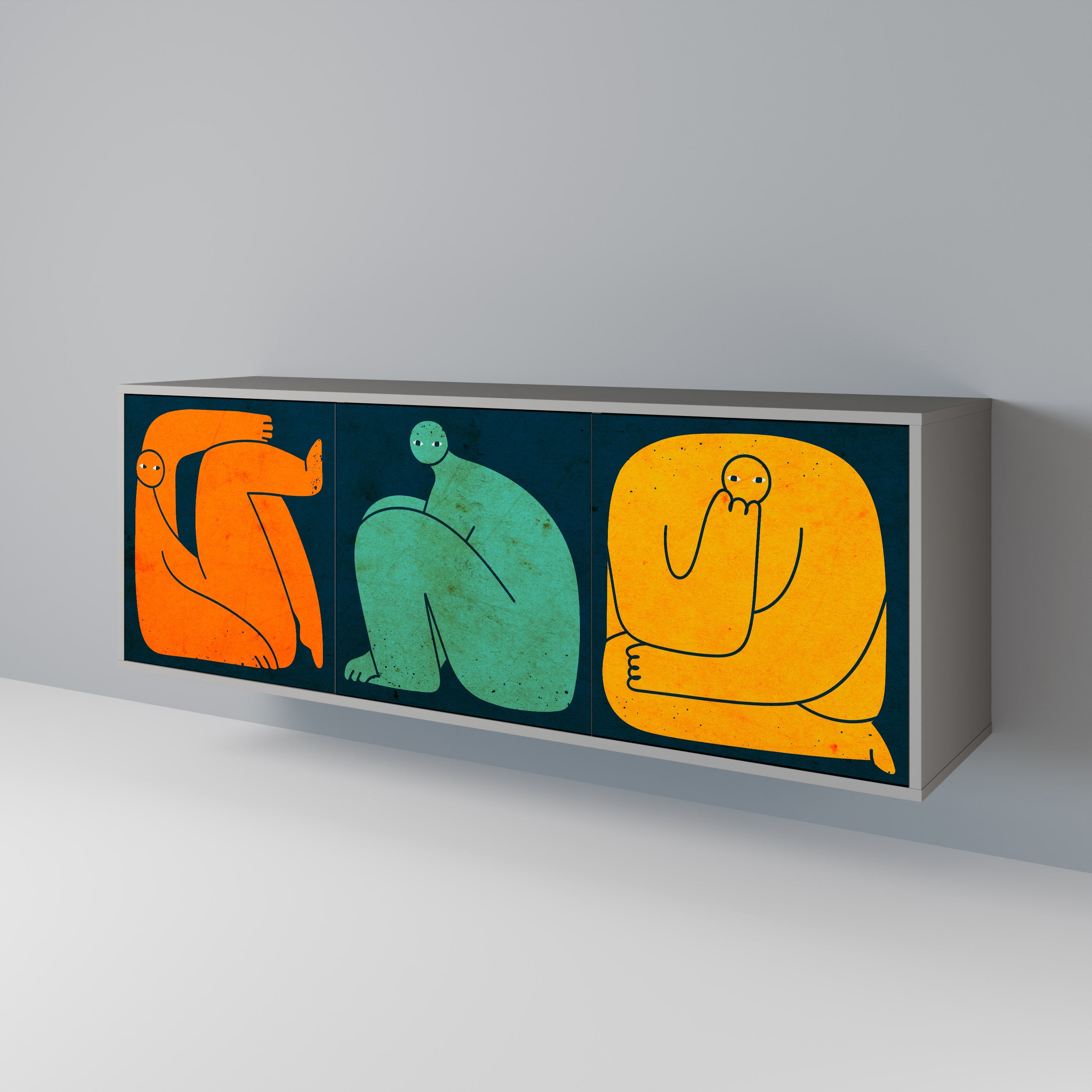 TOGETHER BUT SEPARATELY Aparador de 3 Portas em Acabamento Cinzento