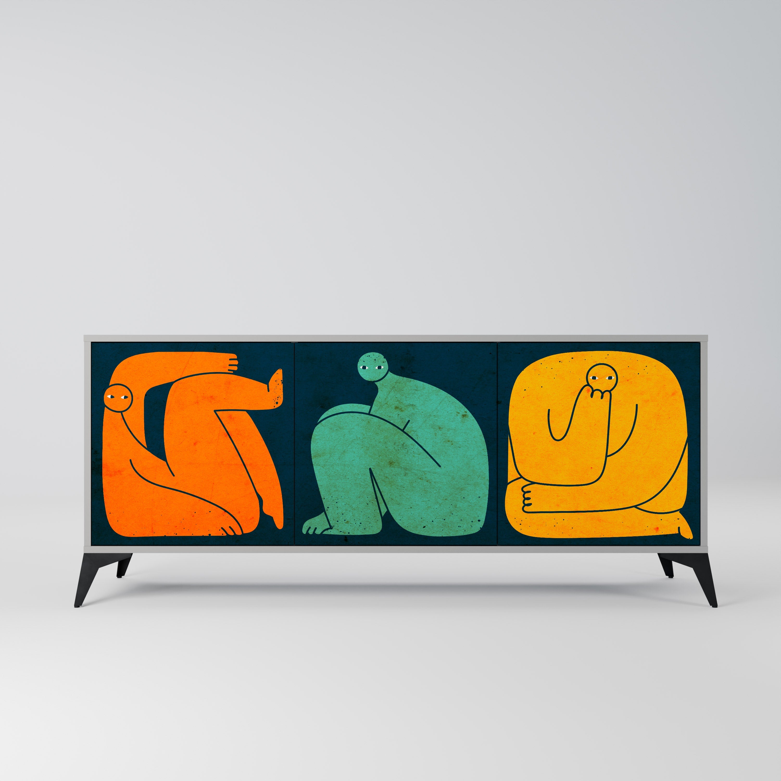 TOGETHER BUT SEPARATELY Aparador de 3 Portas em Acabamento Cinzento