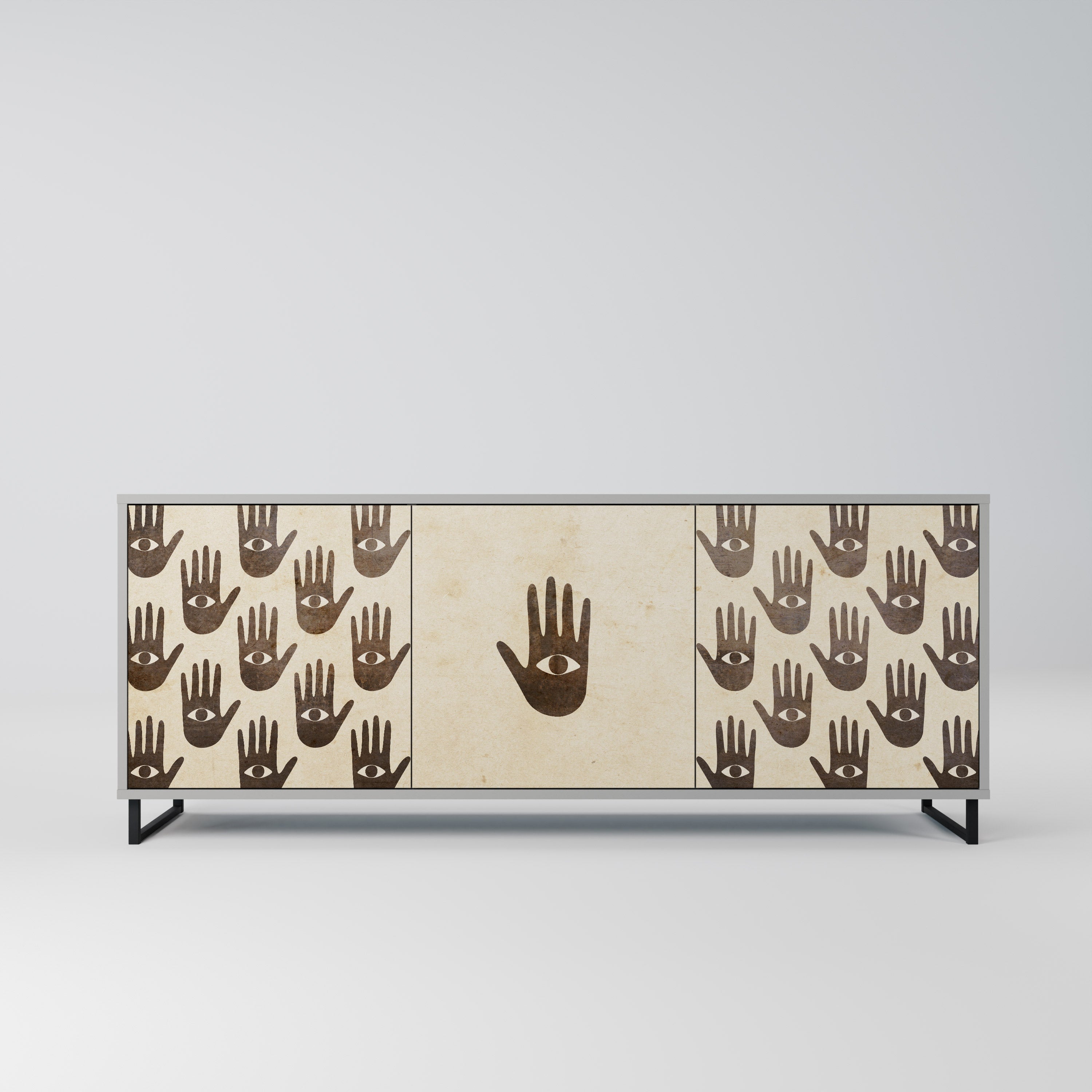 SEE MORE Aparador de 3 Portas em Acabamento Cinzento