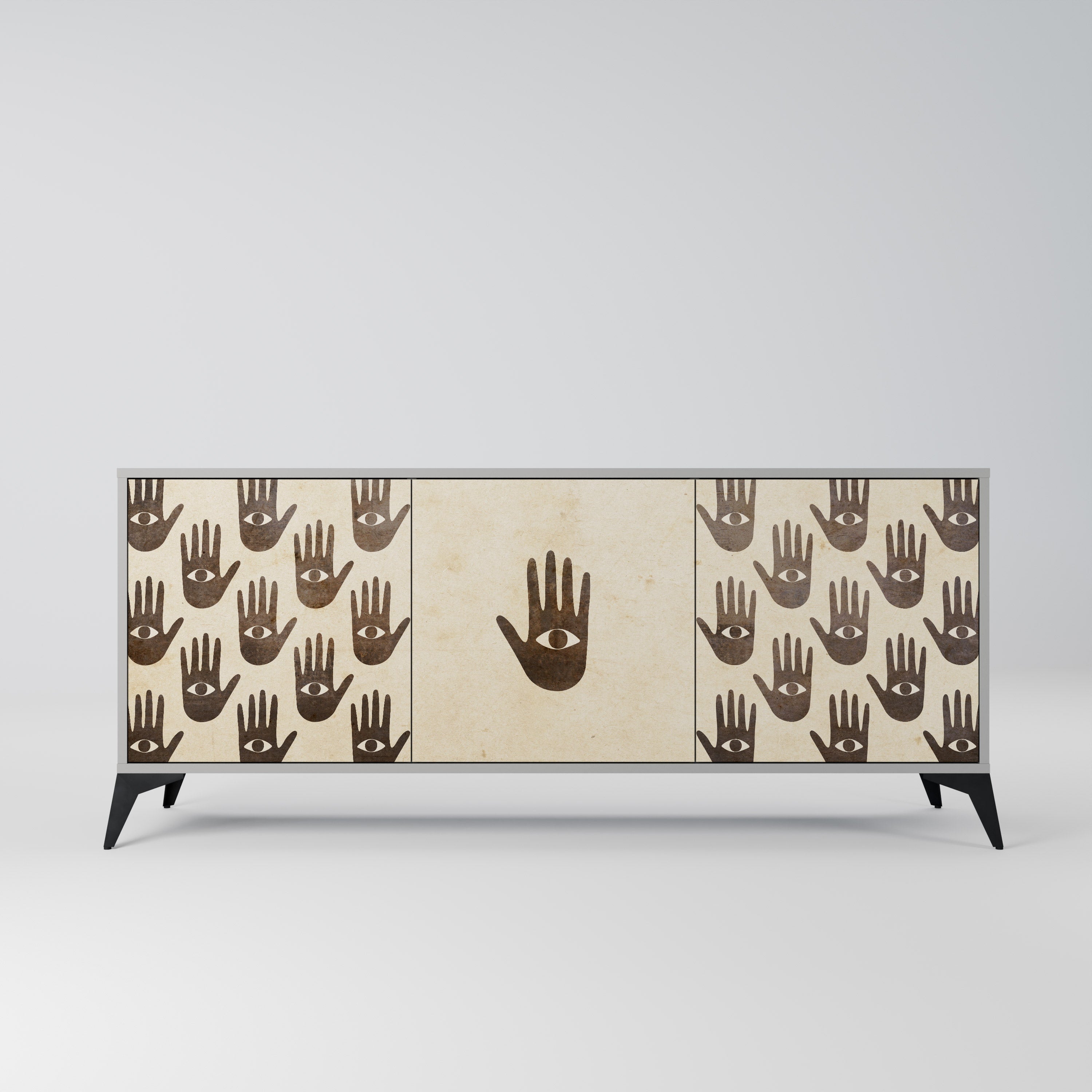 SEE MORE Aparador de 3 Portas em Acabamento Cinzento