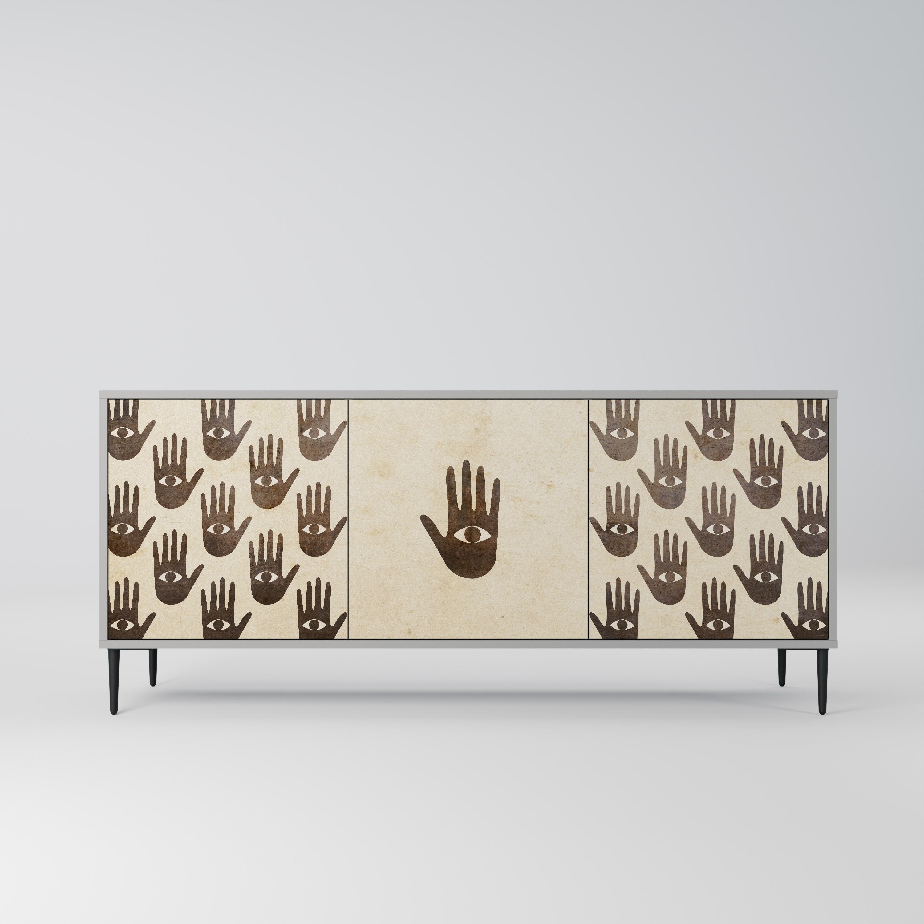 SEE MORE Aparador de 3 Portas em Acabamento Cinzento