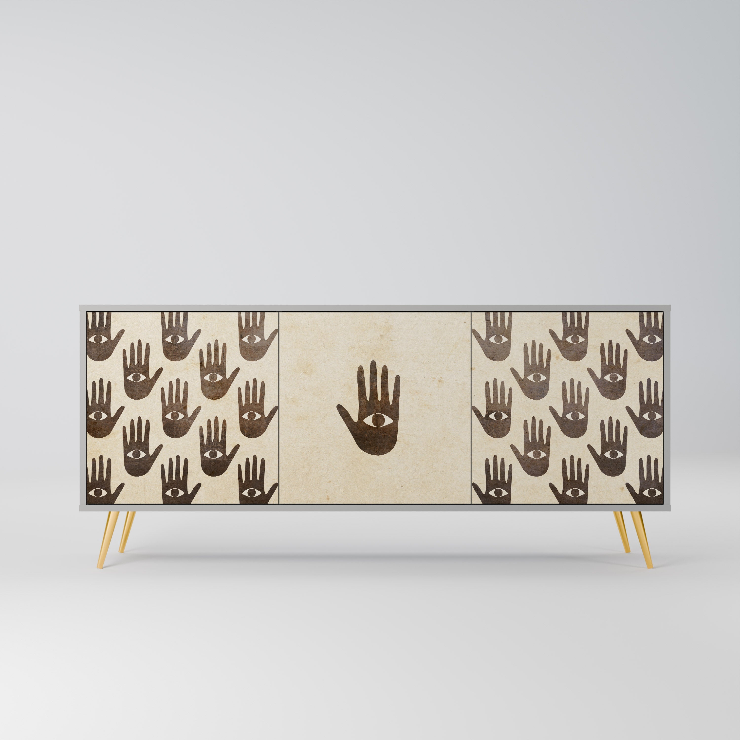 SEE MORE Aparador de 3 Portas em Acabamento Cinzento