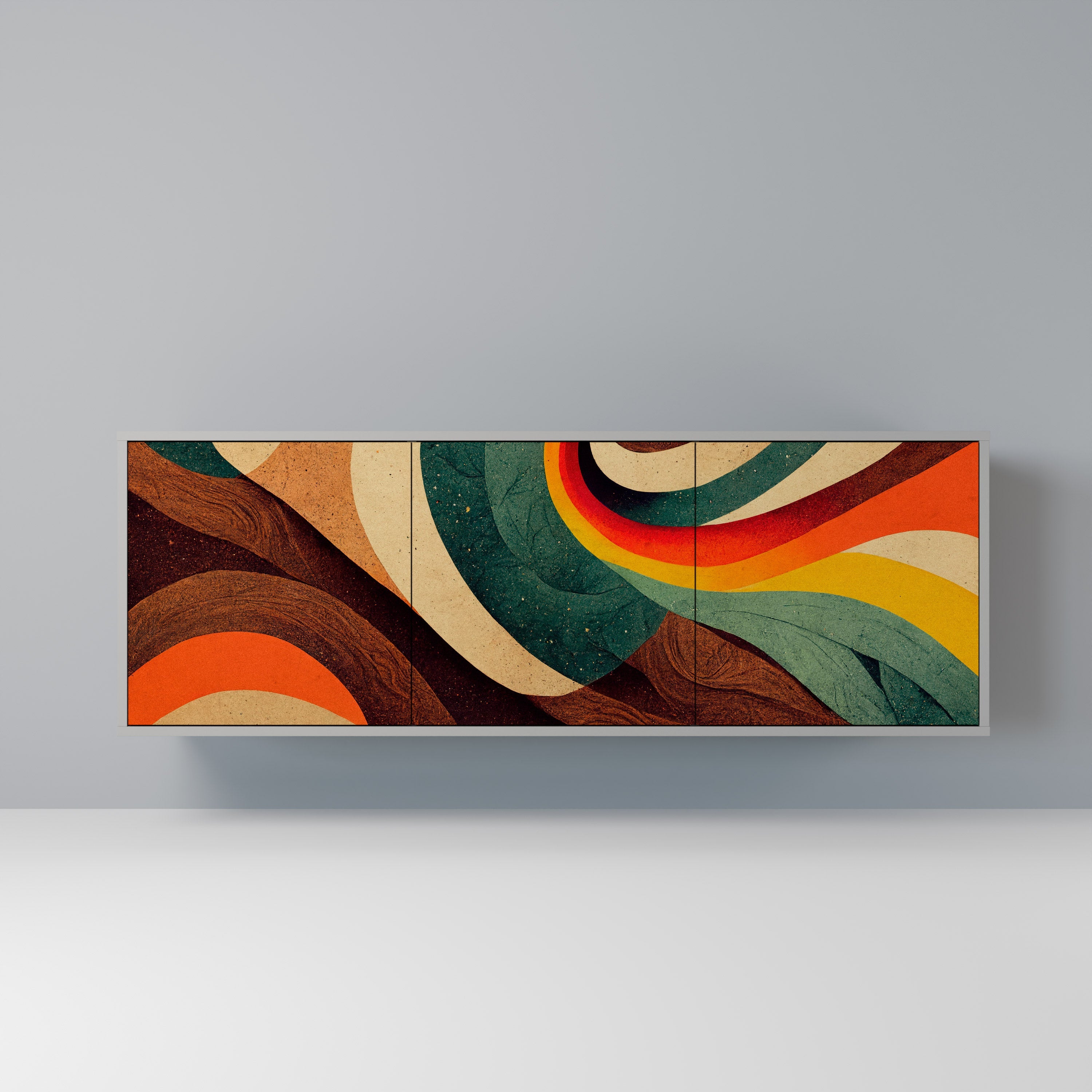 COLORFUL STRANDS Aparador de 3 Portas em Acabamento Cinzento