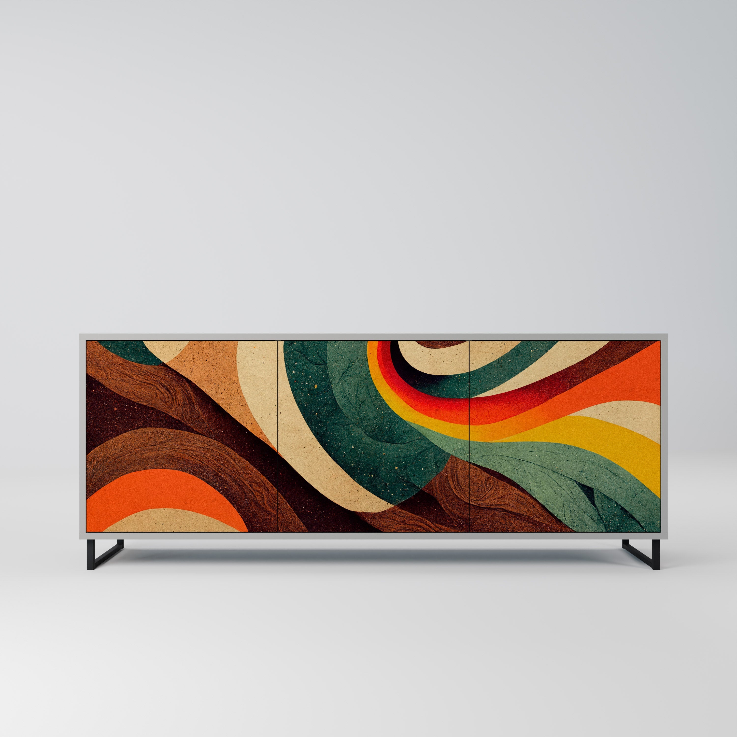 COLORFUL STRANDS Aparador de 3 Portas em Acabamento Cinzento