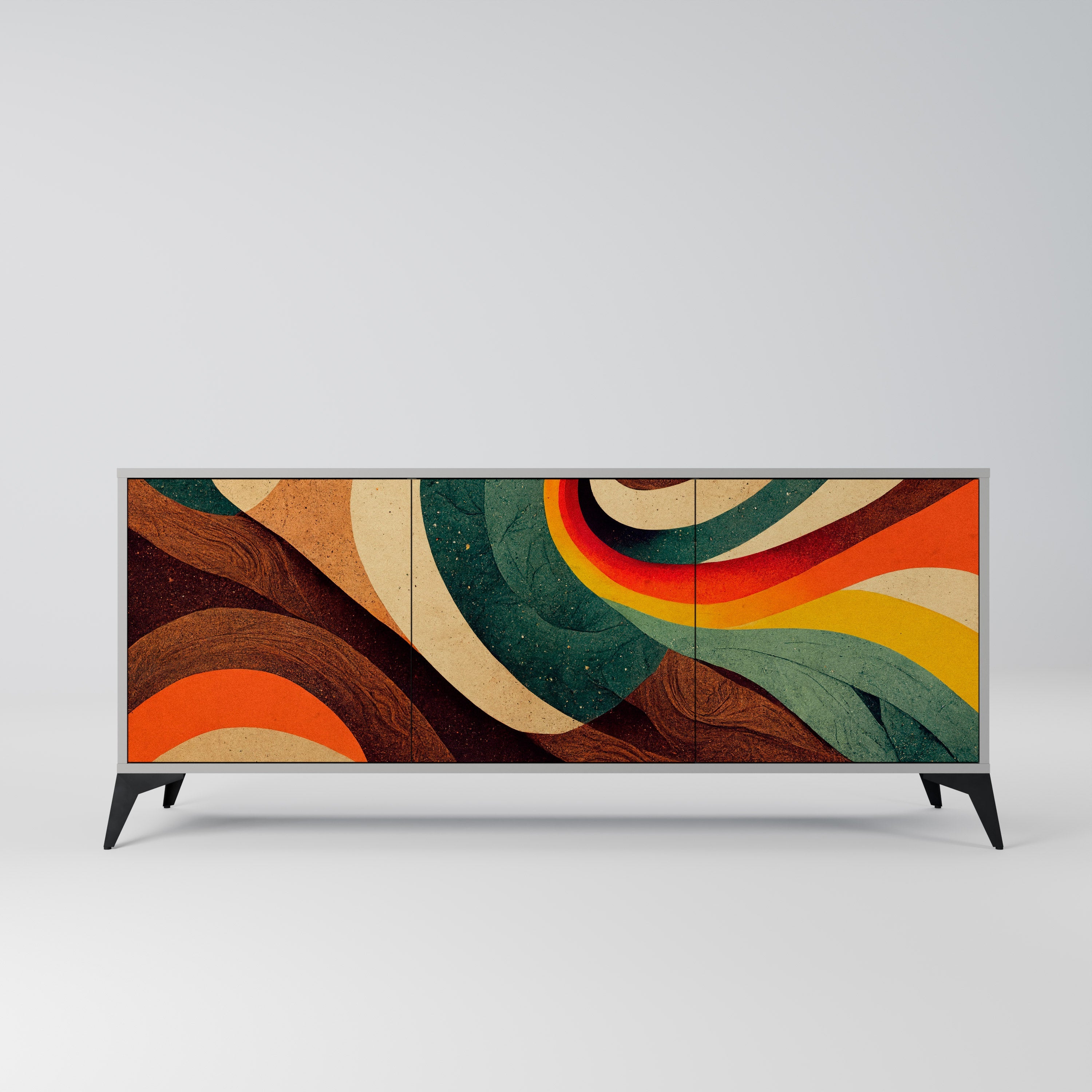 COLORFUL STRANDS Aparador de 3 Portas em Acabamento Cinzento