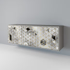 ASHEN ARIA Aparador de 3 Portas em Acabamento Cinzento