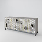 ASHEN ARIA Aparador de 3 Portas em Acabamento Cinzento