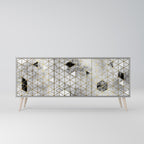 ASHEN ARIA Aparador de 3 Portas em Acabamento Cinzento