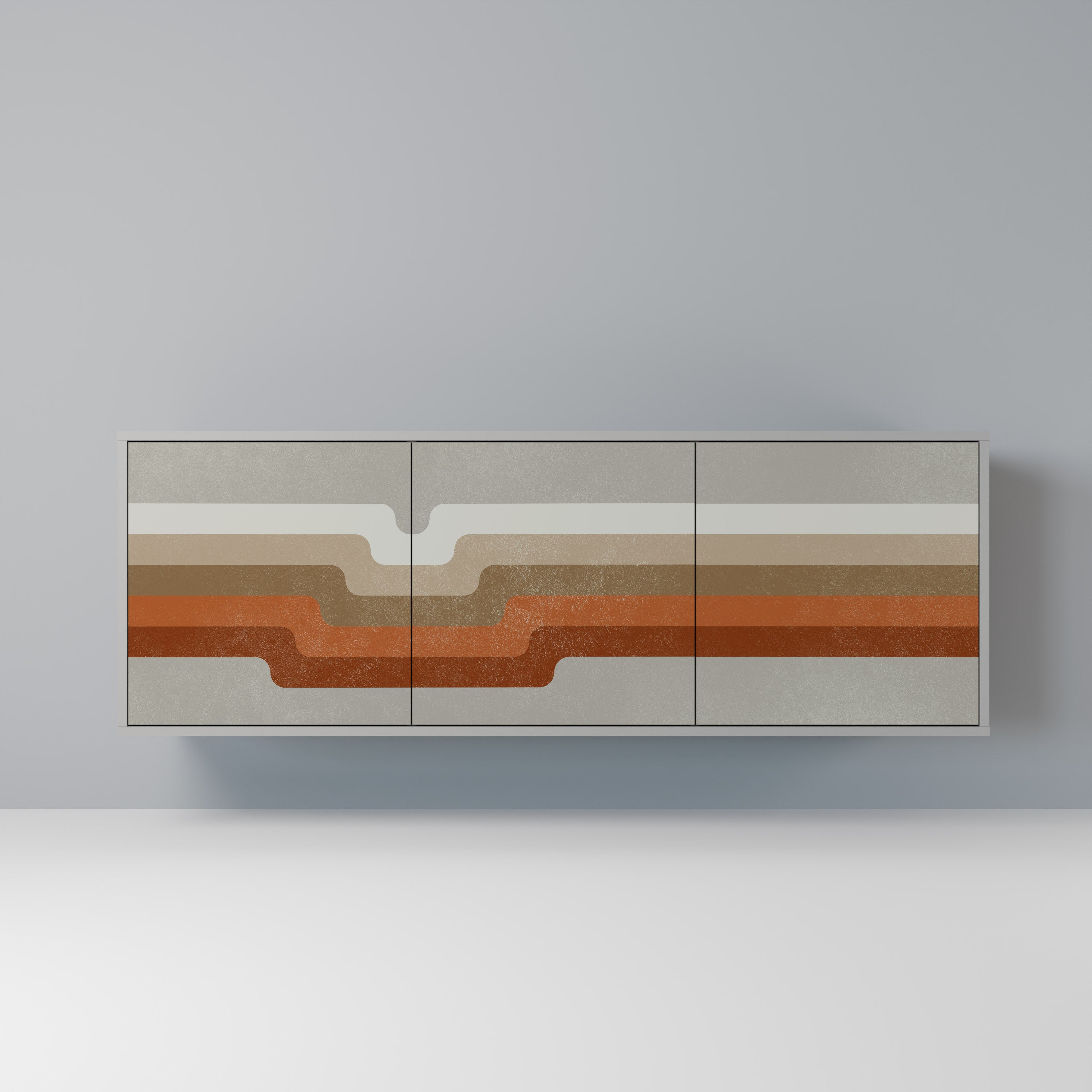 PECULIAR TRAIL Aparador de 3 Portas em Acabamento Cinzento