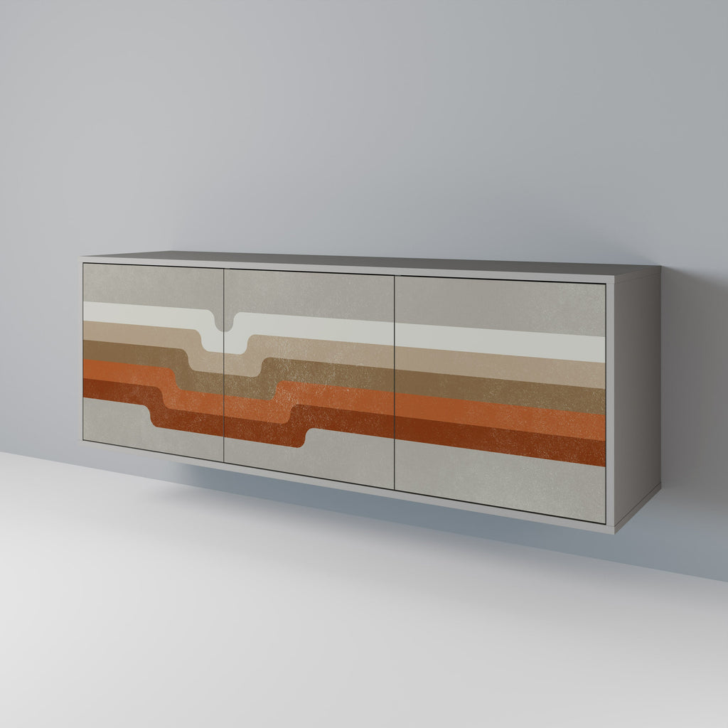 PECULIAR TRAIL Aparador de 3 Portas em Acabamento Cinzento