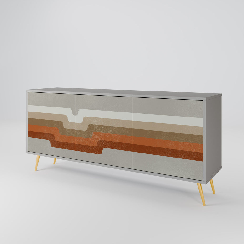 PECULIAR TRAIL Aparador de 3 Portas em Acabamento Cinzento