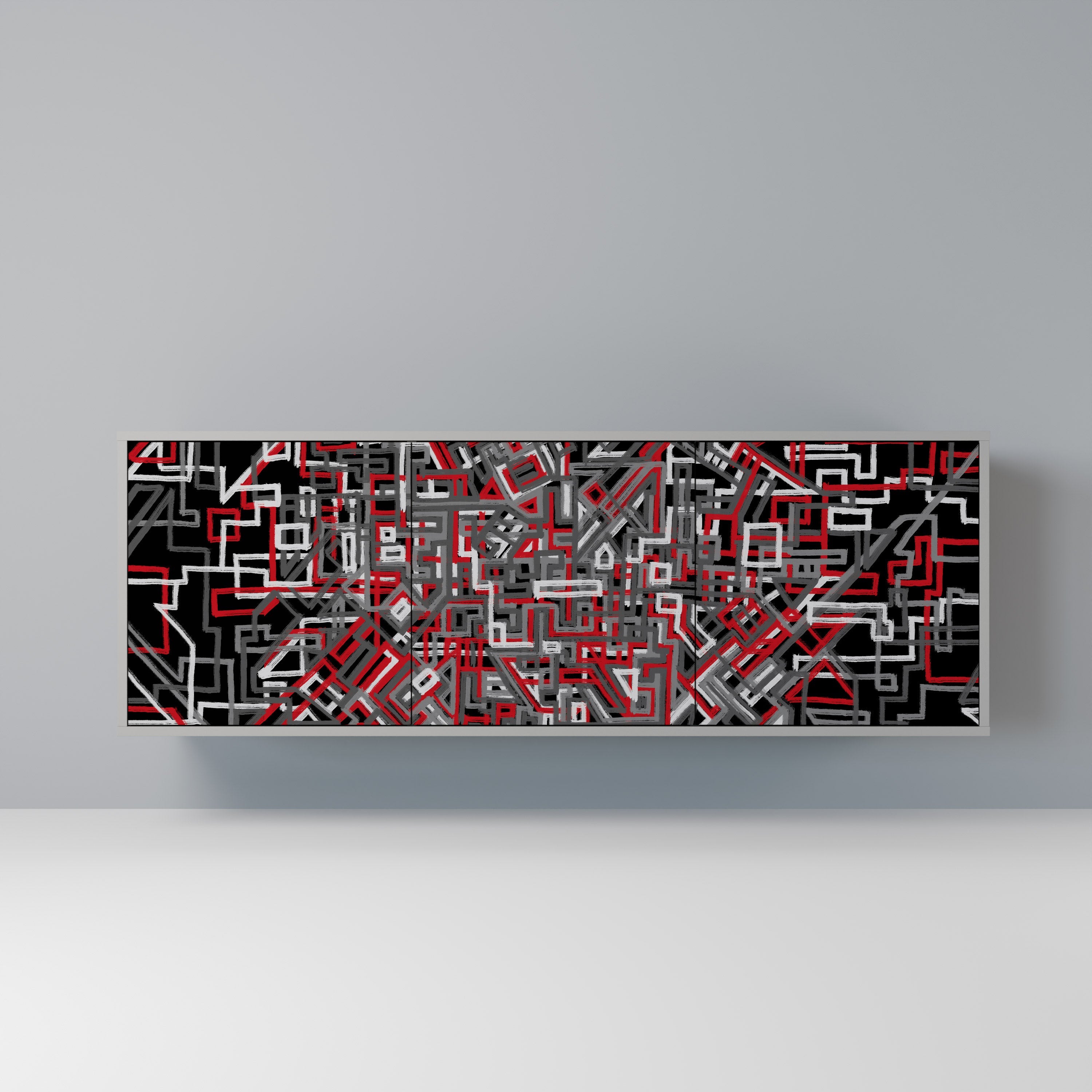 BROKEN LINES Aparador de 3 Portas em Acabamento Cinzento