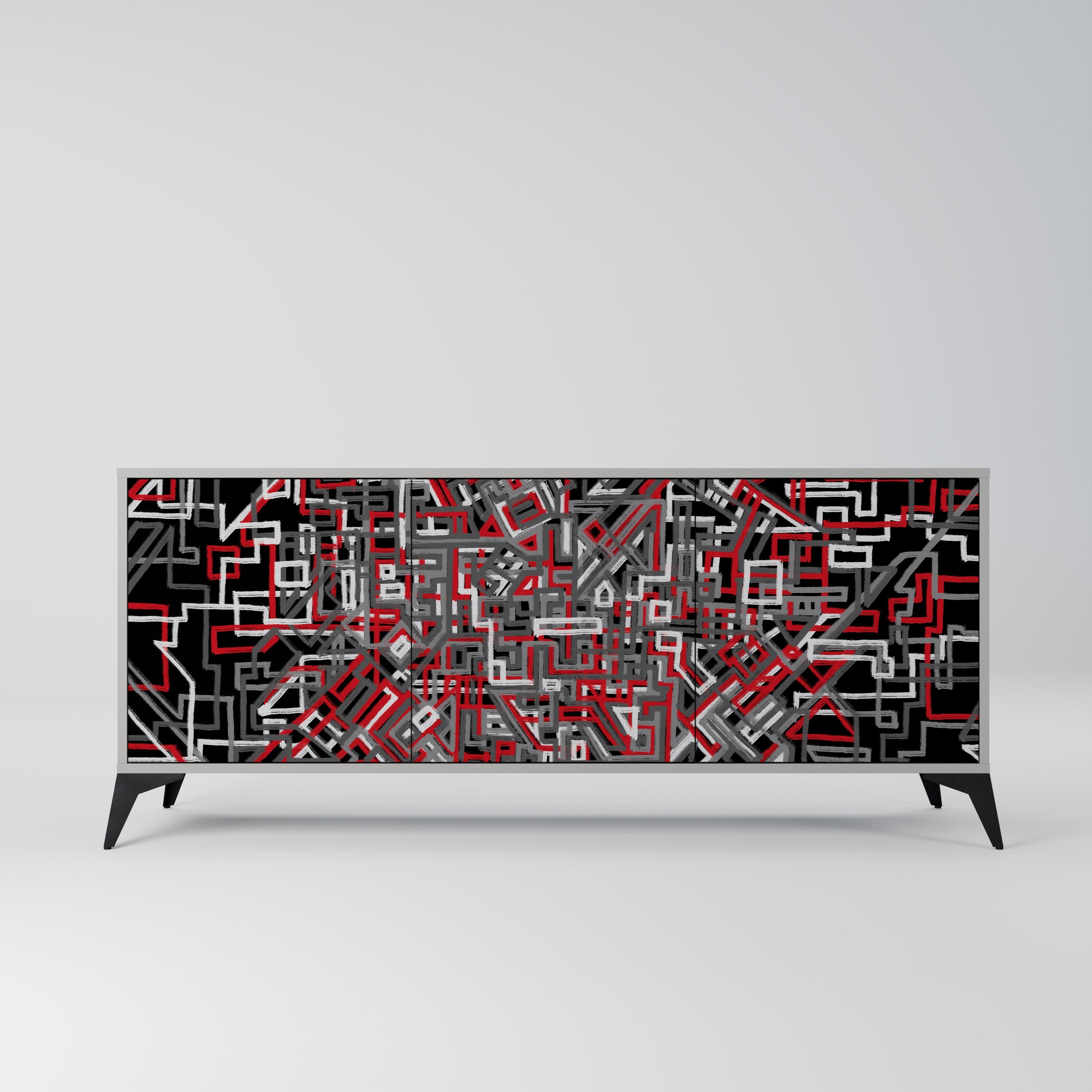 BROKEN LINES Aparador de 3 Portas em Acabamento Cinzento