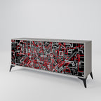 BROKEN LINES 3-Door Sideboard in Grey Finish