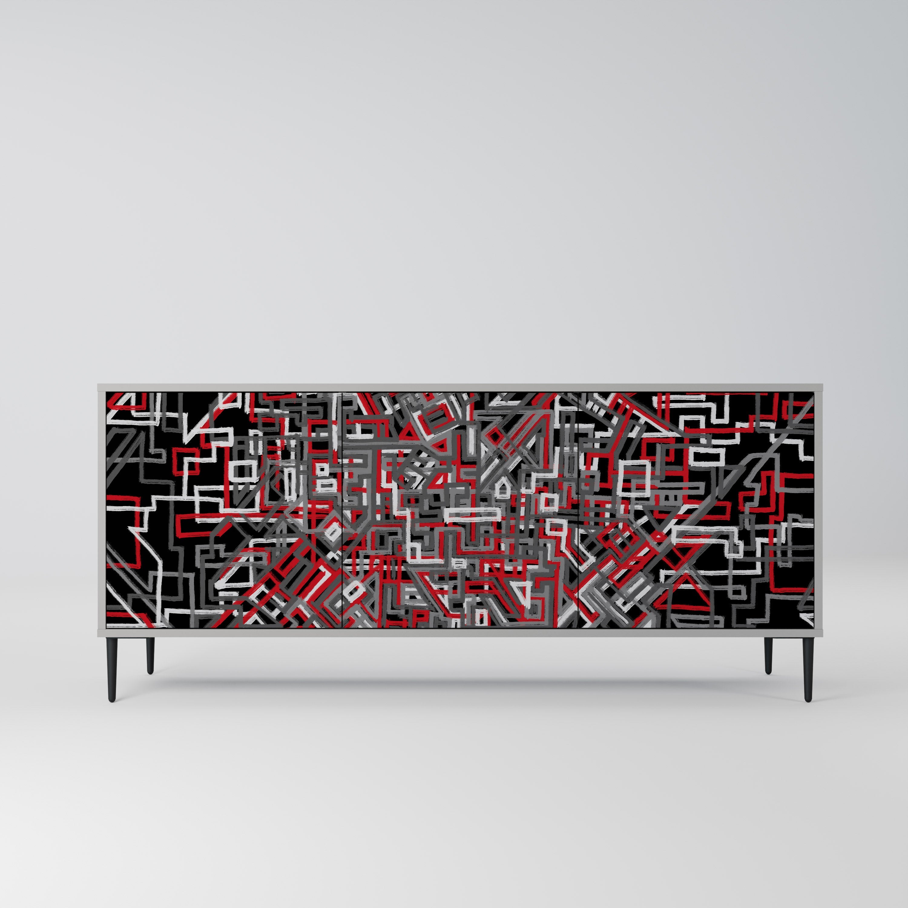 BROKEN LINES Aparador de 3 Portas em Acabamento Cinzento