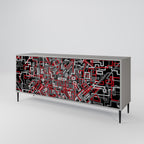 BROKEN LINES 3-Door Sideboard in Grey Finish