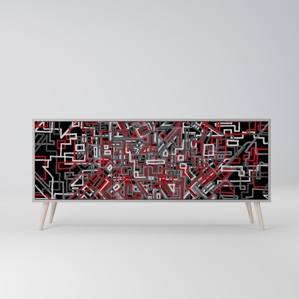 BROKEN LINES 3-Door Sideboard in Grey Finish