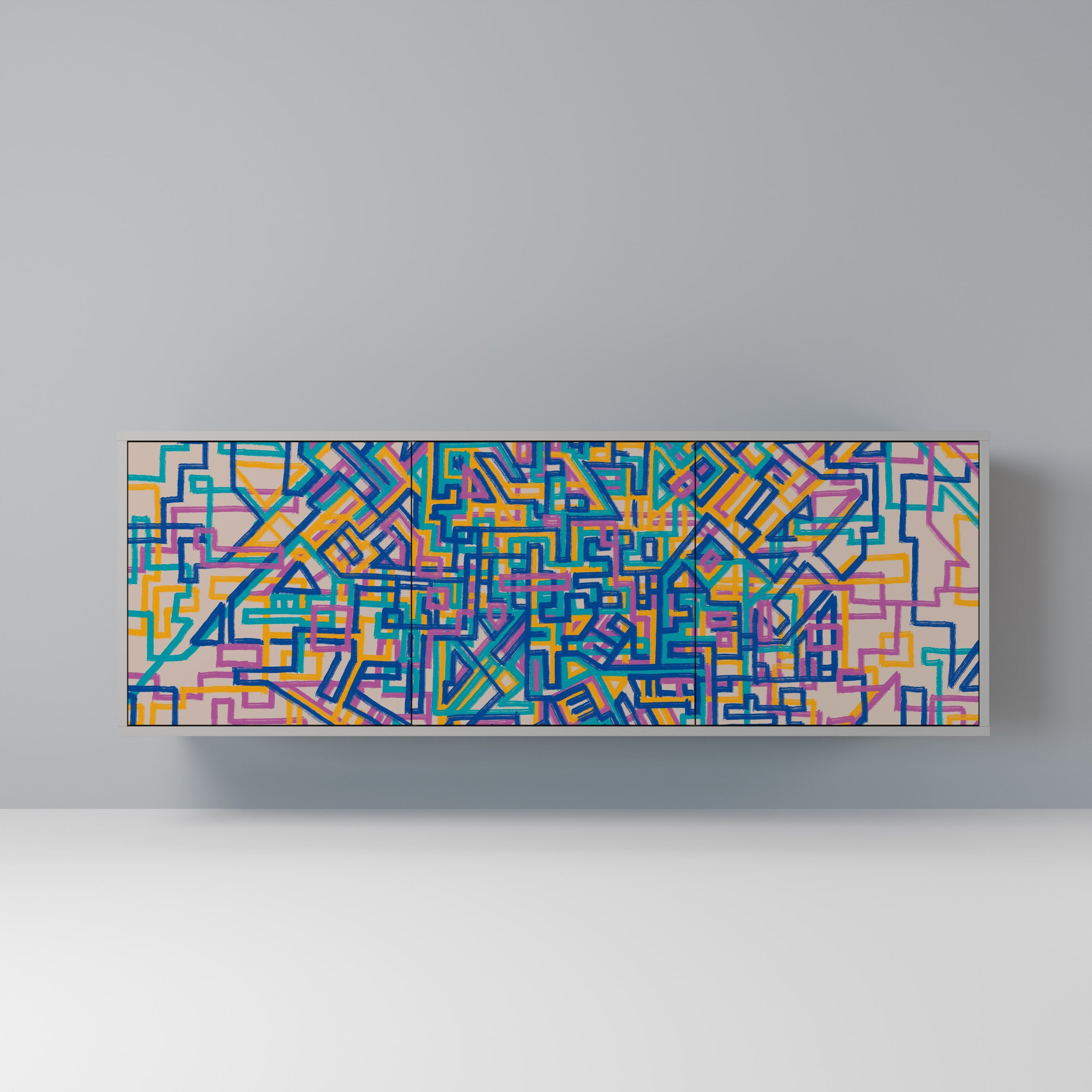 MEMORIES MAP Aparador de 3 Portas em Acabamento Cinzento