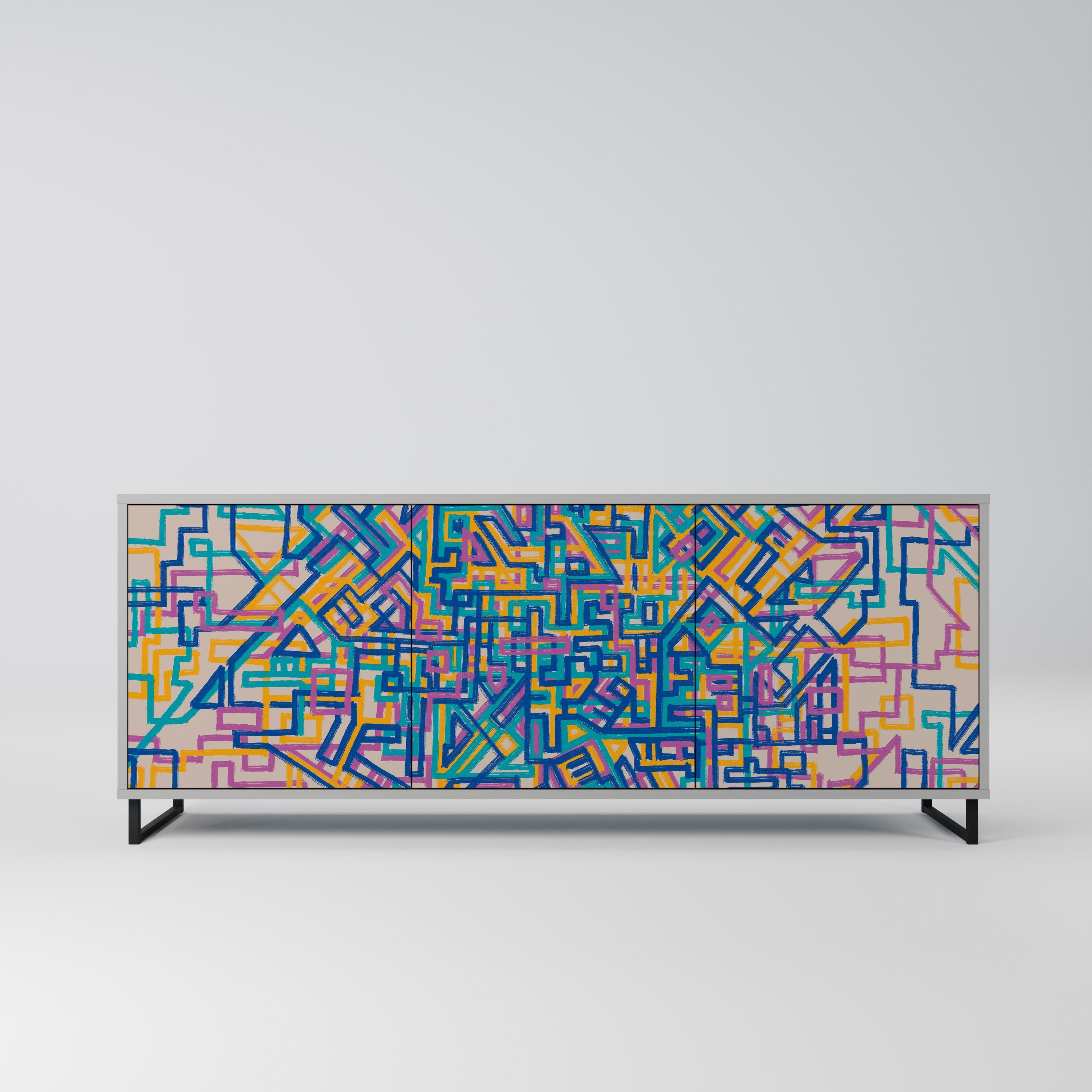 MEMORIES MAP Aparador de 3 Portas em Acabamento Cinzento