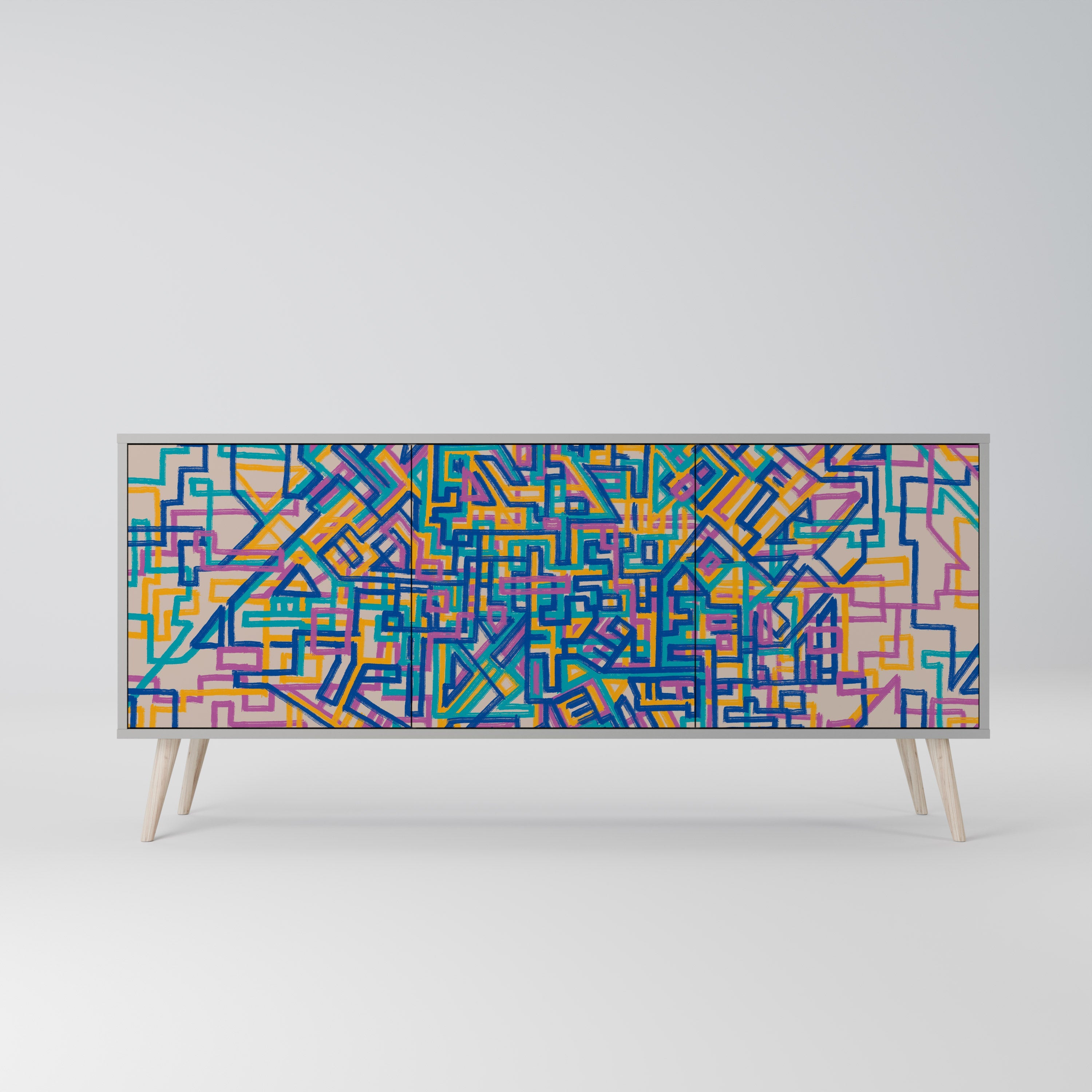 MEMORIES MAP Aparador de 3 Portas em Acabamento Cinzento