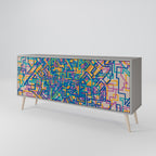 MEMORIES MAP 3-Door Sideboard in Grey Finish